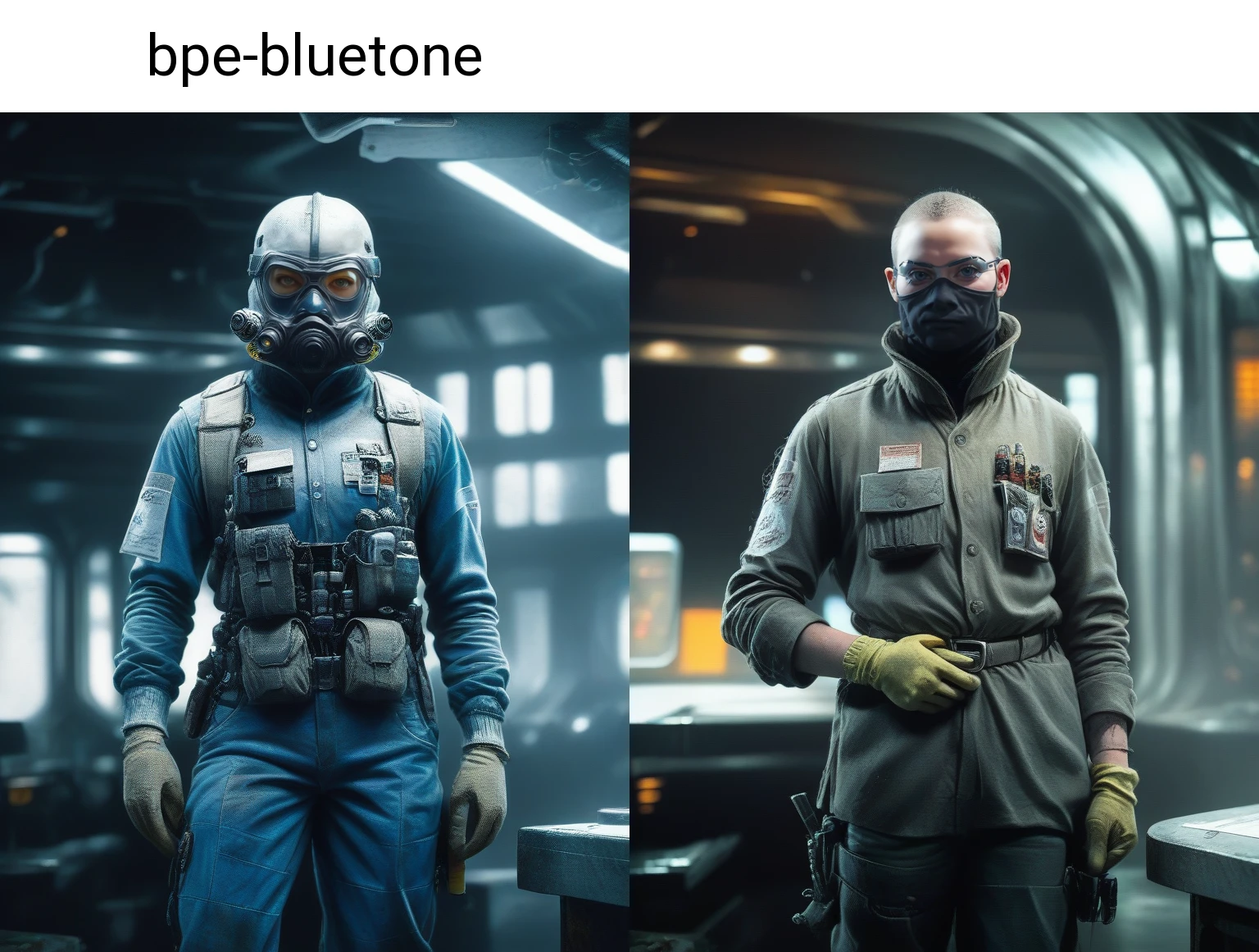 bpe-bluetone
( visiting mars post station) (biohazard protective-hazmat-suit:1.4) with facemask, standing, indoors, horizon, rugged, looking at viewer, grit,
bpe-pro bpe-scifi