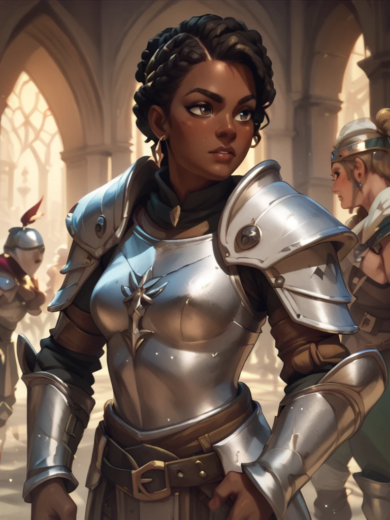score_9,score_8_up,score_7_up,score_6_up,score_5_up,score_4_up,<lora:Alternate01:1>,woman in armor standing in a battlefield,armor,dark skin,medieval,fantasy,solo focus,epic