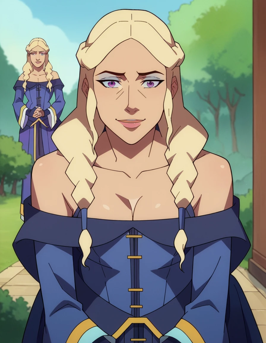 score_9, score_8_up, score_7_up, source_anime,
alluravysoren, <lora:allura-vysoren-ponyxl-lora-nochekaiser:1>,
allura vysoren, long hair, blonde hair, braid, twin braids, purple eyes,
dress, cleavage, bare shoulders, collarbone,
outdoors, nature, bent over, smile,
looking at viewer,