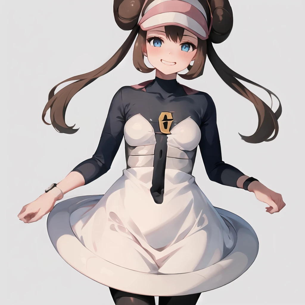 masterpiece, best quality, highly detailed, 1girl, solo, <lora:rosa_pokemon-09:0.8> (rosa_pokemon:1.3),
visor, brown hair, hair buns, long hair, twintails, blue eyes, seductive smile, blush,
simple background, cowboy shot,
<lora:team_galactic_mars_outfit-08:1.2> (team_galactic_mars_outfit:1.5), dress, short dress, long sleeves, pantyhose, white footwear, boots, black dress, white dress