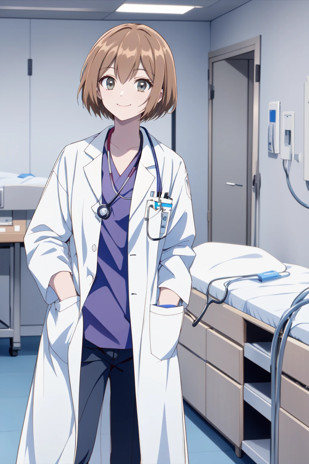 (RAW photo, best quality),  masterpiece, light smile, natural lighting, 1girl, 
labcoat over scrubs, hospital operating room,  surgical light, stethoscope
<lora:LabcoatOverScrubs1_1:0.8>, <lora:shouko_dr_elise_v1_2:1>, shouko