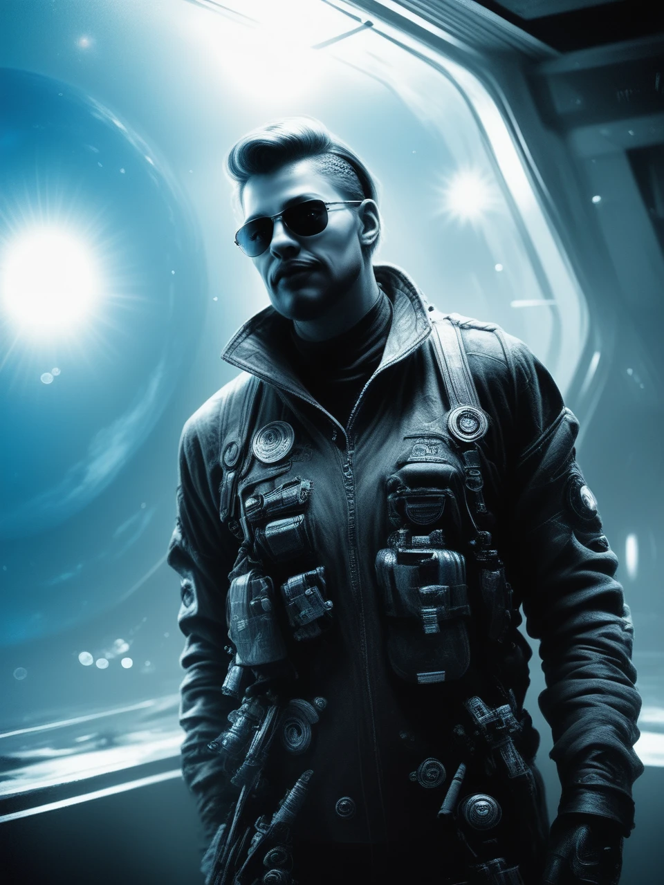 bpe-bluetone
( visiting post station) spacesuit, standing, indoors, horizon, shades, rugged, looking at viewer, grit,
bpe-pro bpe-scifi