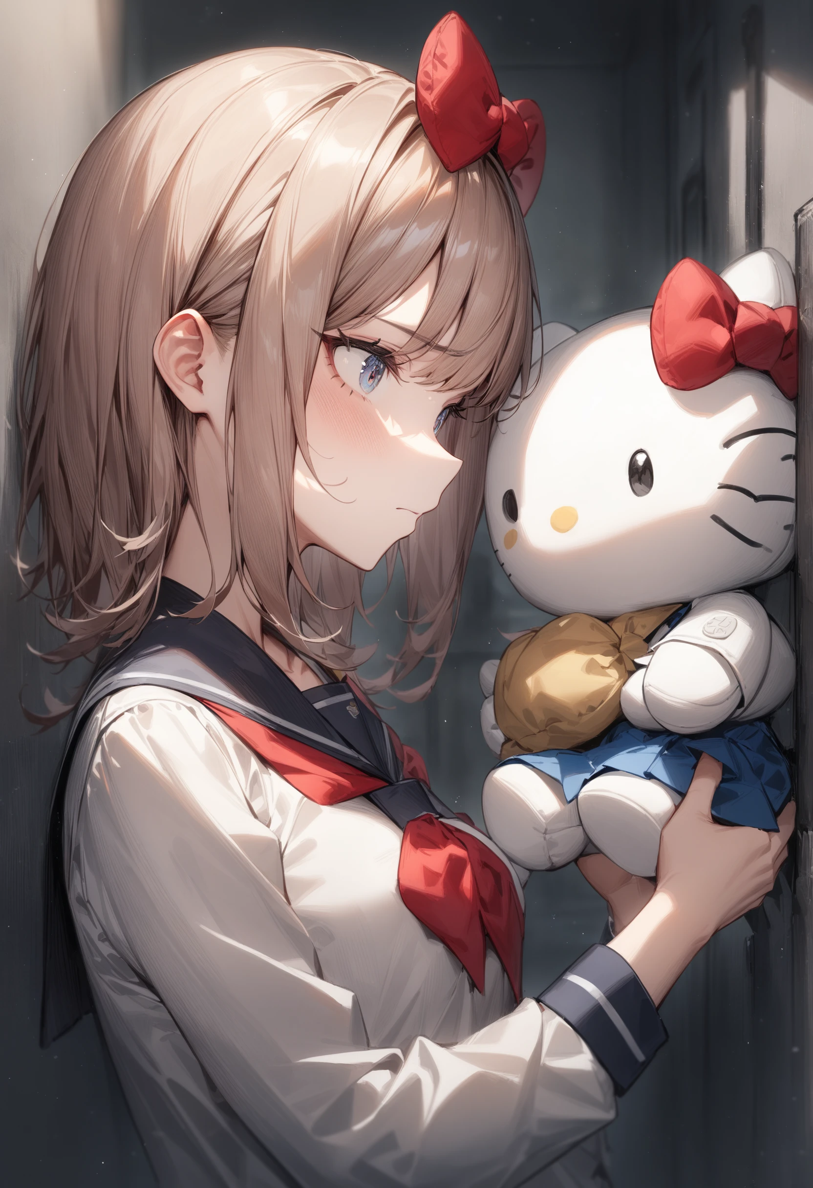 1girl, <lora:sdxl2-flat2-512b:-1>,medium breasts,school uniform,
hello kitty, stuffed toy, holding,holding stuffed toy,<lora:hellokitty_XL_v1:0.7>
from side, portrait, looking to the side, furled brow, prison, closed mouth,
masterpiece, best quality, very aesthetic, absurdres