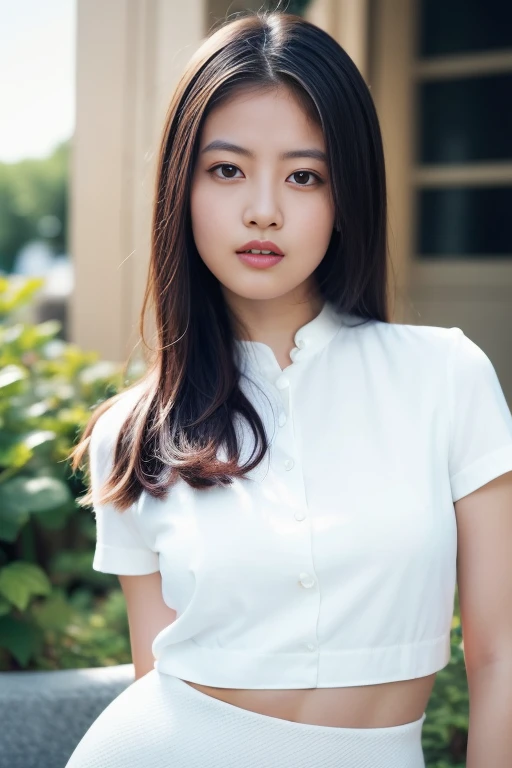 1girl,(RAW photo, best quality), (realistic, photo-realistic:1.4), masterpiece, an extremely delicate and beautiful, extremely detailed, 2k wallpaper, Amazing, finely detail, extremely detailed CG unity 8k wallpaper, ultra-detailed, highres, soft light, beautiful detailed girl, extremely detailed eyes and face, beautiful detailed nose, beautiful detailed eyes,cinematic lighting,perfect anatomy,
wearing a white avantgarde collared blouse,white skirt,(bokeh:1.2)
at a flower park,sakura flowers,flower garden,
<lora:imadamioV2_lora:0.8>