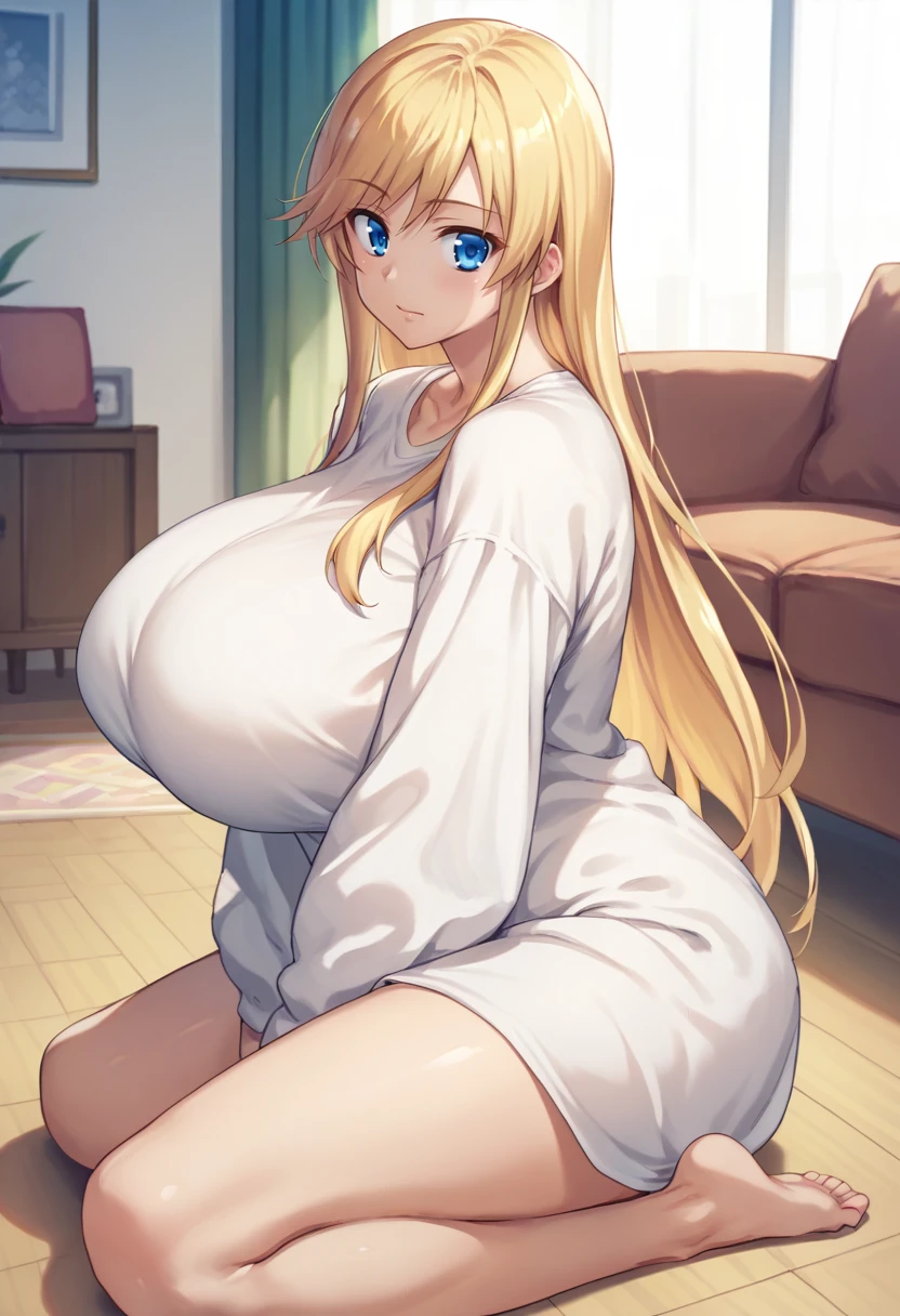 (best quality, highres), portrait, mature woman, Blue eyes, long hair, swept-side bang, [[brown hair]], (blonde hair), big breast, high resolution cg 8k, beautiful cg、Pregnant women、セーラー服