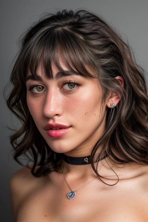 DEN_felline_SG,
(headshot:1.2) portrait on a (plain grey background:1.2), (headshot:1.2), (face focus:1.1), windswept chaotic hair, soft lighting, low contrast, low saturation, bokeh, f1.4, 40mm, photorealistic, raw, 8k, textured skin, skin pores, intricate details <lora:epi_noiseoffset2:1>, epiCRealism