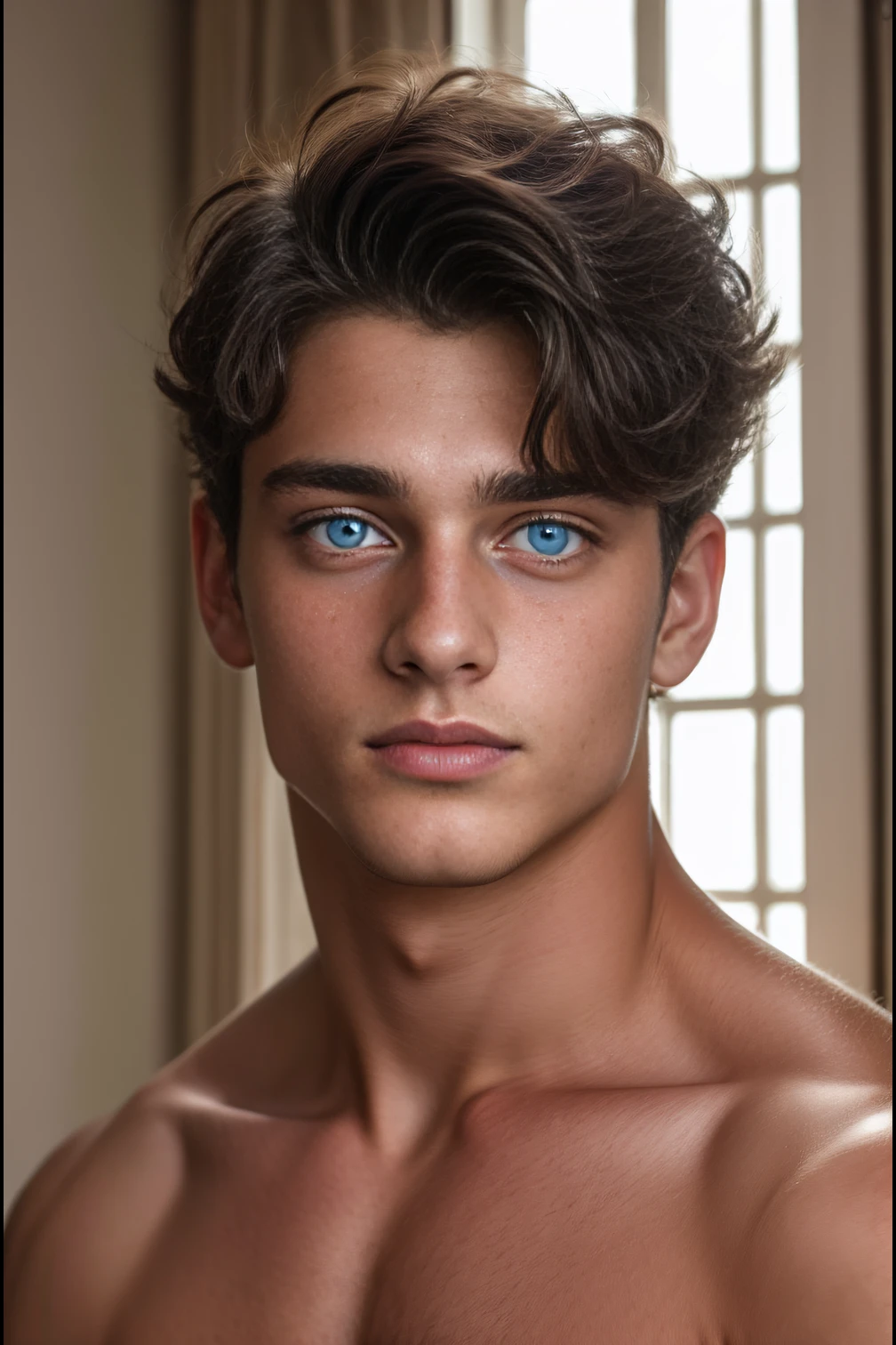 <lora:Aiden_GV_2.0:1> 1boy, portrait, Aiden, beautiful blue eyes, handsome, black hair, 18 years old, twink