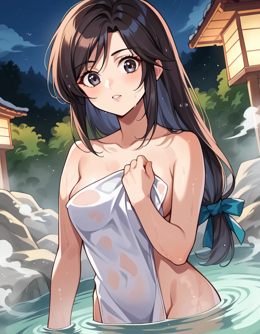 score_9, score_8_up, score_7_up, source_anime,
garnet, <lora:garnet-til-alexandros-xvii-ponyxl-lora-nochekaiser:1>,
garnet, grey eyes, long hair, black hair, low-tied long hair, swept bangs, hair ribbon,
nude, naked,
outdoors, onsen, towel, naked towel, steam, bathing, nude cover, partially submerged, water, bath, steam censor, wet towel,
looking at viewer, dutch angle, cowboy shot,