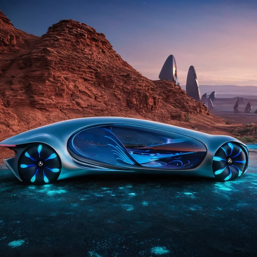 UHD, 4k, ultra detailed, cinematic, a photograph of  <lora:Mercedes AVTR:0.9>
Mercedes AVTR a futuristic car side view is on display in front of a earth like planet,Inspired by the future,Mercedes-Benz,VISION AVTR,no humans,star (sky),reflection,space,vehicle focus,planet , detailed background, futuristic car, epic, beautiful lighting, inpsiring