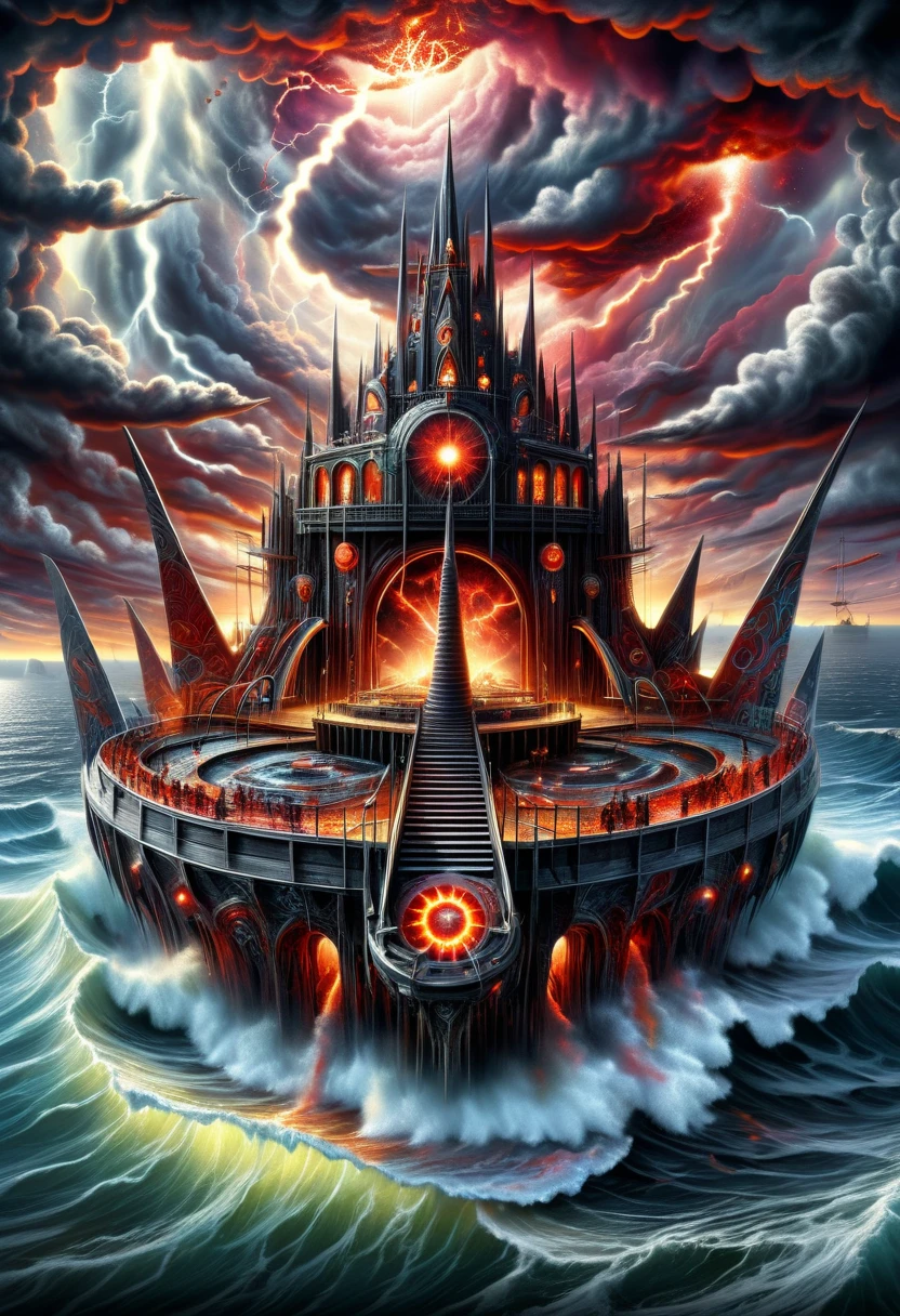 DonMD347hM374lXL hyper detailed masterpiece, dynamic realistic digital art, awesome quality,reactive seaside resort,somber city,magical circle ingress crepuscular rays,mammatus clouds, passionate,plentiful,exosphere,panoramic views,urban,graffiti,piercing <lora:DonMD347hM374lXL:1>