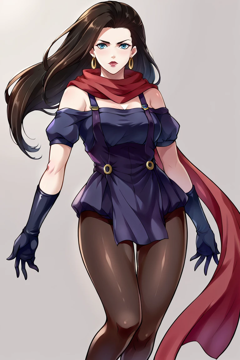 lisalisa, score_9, score_8_up, score_7_up, score_6_up, 1girl, solo,pantyhose, hoop earrings, black pantyhose, red scarf, lisalisadress, gloves, off-shoulder dress<lora:EMS-342777-EMS:0.800000>, <lora:EMS-289923-EMS:0.800000>