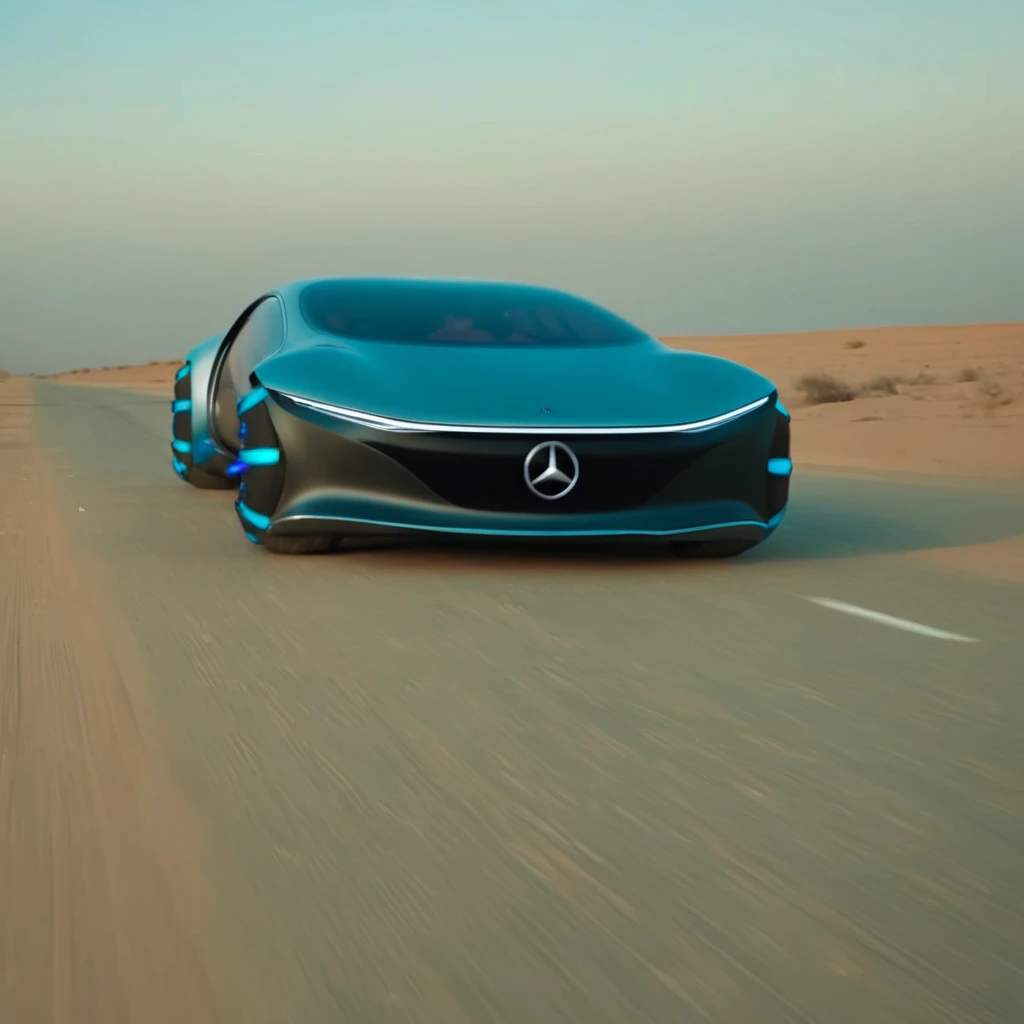 cinematic film still of  <lora:Mercedes AVTR:0.8>
 <lora:Unreal Engine style:0.5>
Mercedes AVTR a futuristic car front view driving on a desert road,Inspired by the future,Mercedes-Benz,VISION AVTR,outdoors,no humans,shadow,ground vehicle,motor vehicle,car,vehicle focus , detailed background, futuristic car, shallow depth of field, vignette, highly detailed, high budget, bokeh, cinemascope, moody, epic, gorgeous, film grain, grainy