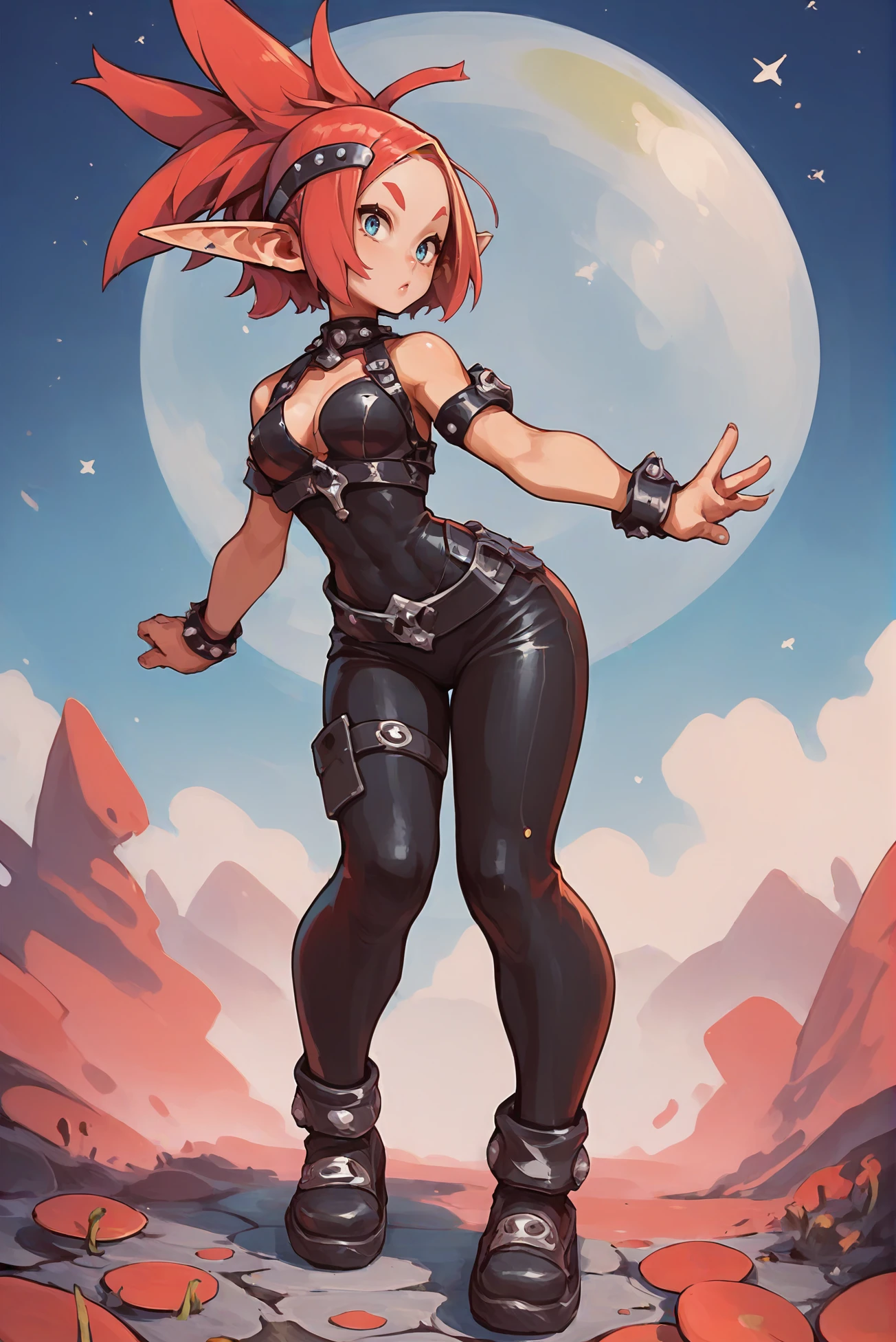 source_anime, score_9, score_8_up, score_7_up, anime style, rating_safe, 1girl, woman, scifi, rocketpunk, elf, netrunner, full body, wearing skin-tight space suit, bombshell hair, reflective color:linen hair, bob cut, athletic hourglass figure, caucasian, mountainside,idyllic fantasy hamlet in a Shadow Realm<lora:EnvyPonyCute03:1>