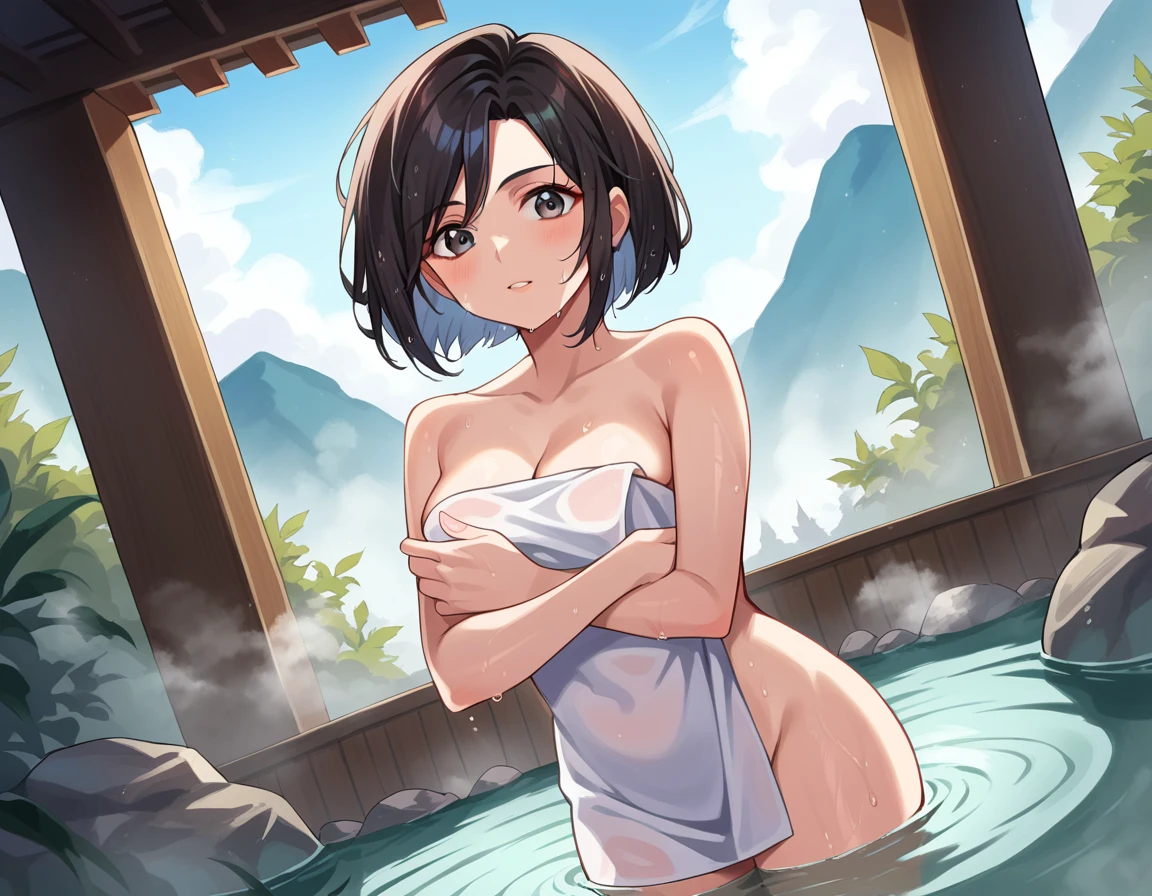 score_9, score_8_up, score_7_up, source_anime,
garnet, <lora:garnet-til-alexandros-xvii-ponyxl-lora-nochekaiser:1>,
garnet, grey eyes, short hair, swept bangs, black hair,
nude, naked,
outdoors, onsen, towel, naked towel, steam, bathing, nude cover, partially submerged, water, bath, steam censor, wet towel,
looking at viewer, dutch angle, cowboy shot,