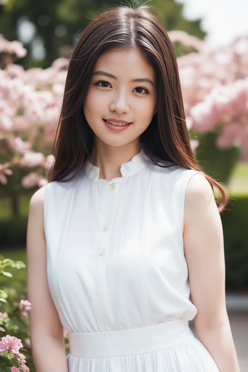 1girl,(RAW photo, best quality), (realistic, photo-realistic:1.4), masterpiece, an extremely delicate and beautiful, extremely detailed, 2k wallpaper, Amazing, finely detail, extremely detailed CG unity 8k wallpaper, ultra-detailed, highres, soft light, beautiful detailed girl, extremely detailed eyes and face, beautiful detailed nose, beautiful detailed eyes,cinematic lighting,perfect anatomy,
wearing a white frilly collared blouse,white skirt,(bokeh:1.2)
at a flower park,sakura flowers,flower garden,
<lora:imadamioV2_lora:0.7>,smile