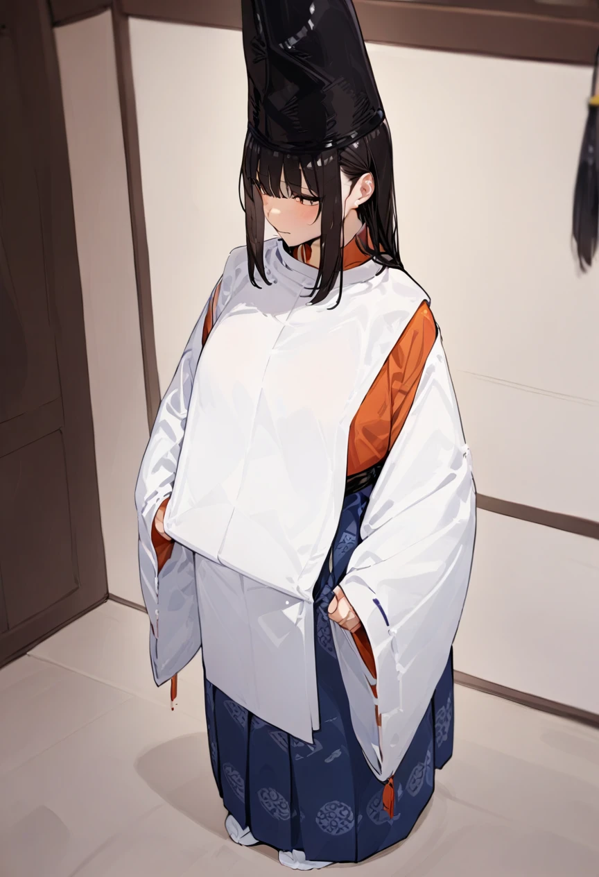 masterpiece, best quality, very aesthetic, absurdres, 1girl, kariginu, hakama, <lora:kariginu-XL_002:0.8>