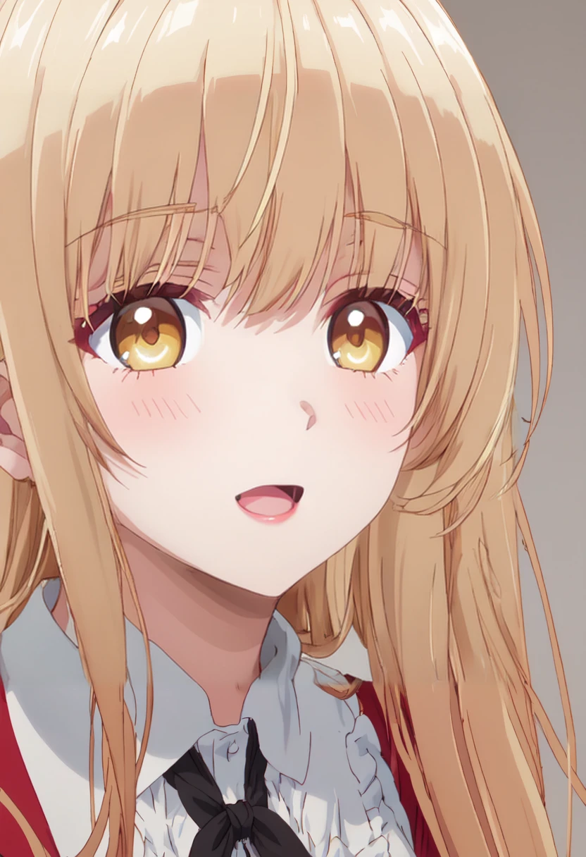 best quality, masterpiece, highres, solo, (shiina_mahiru_otonarinotenshisamaniitsunomanikadameningennisareteitaken:1.10), 1girl, blush, open mouth, portrait, close-up, looking at viewer, :d, :o, anime_style, 0 <lora:shiina_mahiru_otonarinotenshisamaniitsunomanikadameningennisareteitaken:0.80>