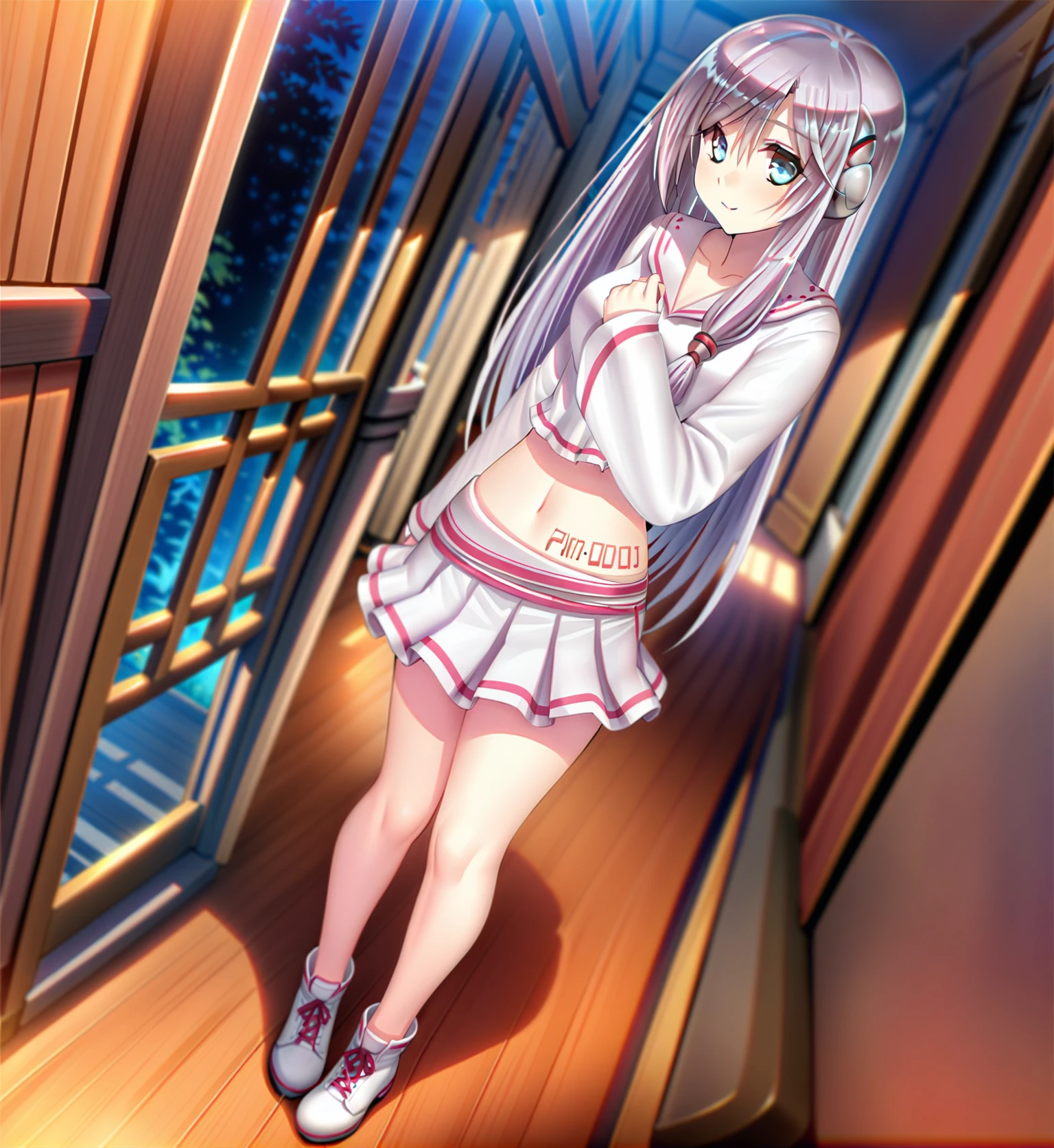 ((masterpiece)),(((best quality))),((extremely detailed)),hdr,1girl,solo,<lora:ä¿®æFixhands_anime_bdsqlsz_V1:0.7>,lucy,(midriff:1.1),full body,<lora:lucy-000010:1>,