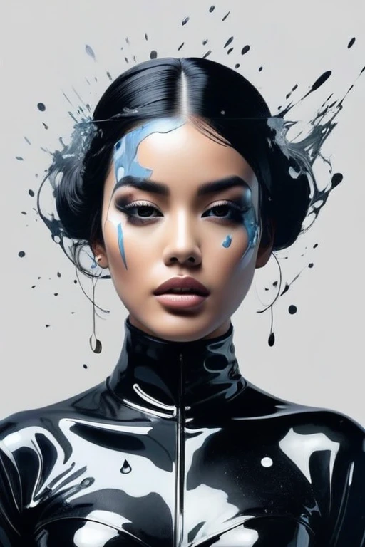 (line art:1.5),blue and white color,A beautyful girl,model shoot style,abstract paintings, (extremely detaild的 CG unified 8k wallpapers), A chaotic storm of lines rises from the complex liquid smoke overhead, Stylized abstract portrait of beautiful girl,heavy metal style,postmodern industrial style,ultra-realistic realism,Image of beautiful woman sculpture made from thin metal wire, golden curve structure, Woman sculpture made of wire,The background is a blue line of coast and a distant white line of ocean