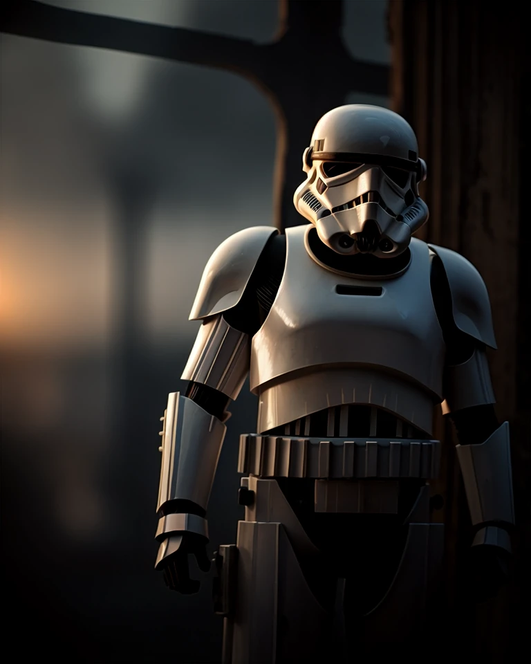 Jagged Stormtrooper, perched on a cloud, a look of terror scared horrified , cinematic still of a city in MANILA in the summer, a piercing blue Blah Elf . 35mm photograph, film, bokeh, professional, 4k, highly detailed, photorealistic hyperrealism anime CG film