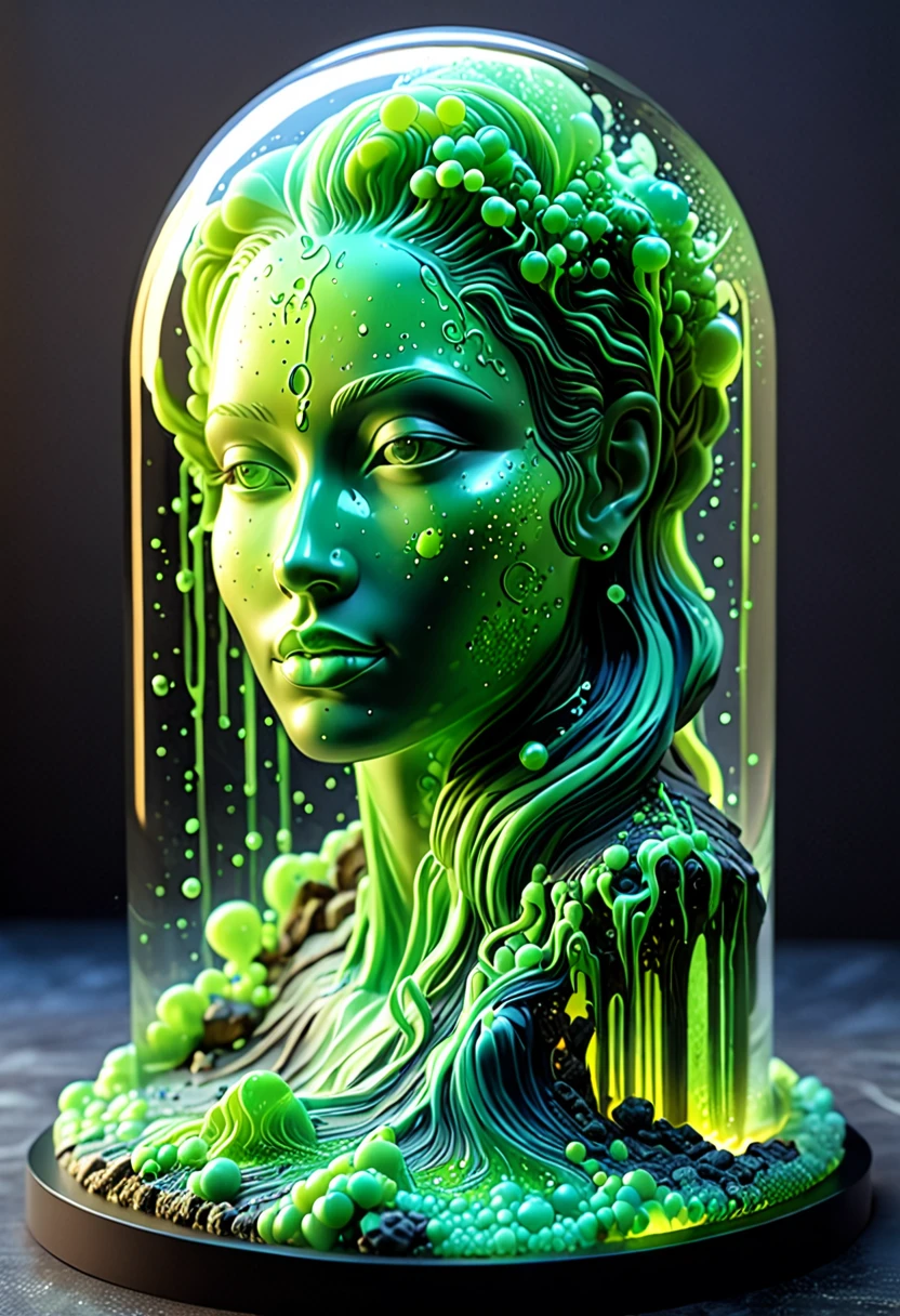 Other worldly glass statue, glowingink, concept art, realistic