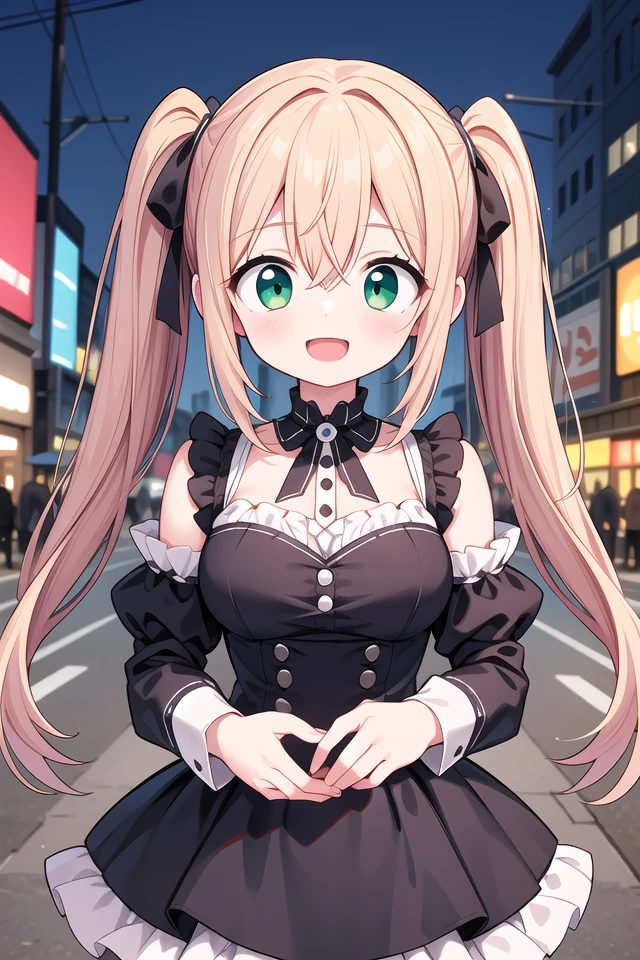 (45 angle:-1.5), (from side:-1.5),
insanely detailed, absurdres, ultra-highres, ultra-detailed, best quality,
1girl, solo, nice hands, perfect hands
BREAK
gothic theme, black gothic dress, white frill, hair dress
BREAK
(nsfw:-1.5)
BREAK
happy smile, laugh, open mouth
BREAK
standing, cowboy shot, looking at viewer
BREAK
slender, kawaii, perfect symmetrical face, ultra cute girl, ultra cute face, ultra detailed eyes, ultra detailed hair, ultra cute, ultra beautiful
BREAK
in street, cityscape in shibuya, depth of field, ultra detailed background
BREAK
large breasts
BREAK
orange hair, green eyes, twintail, hair between eyes