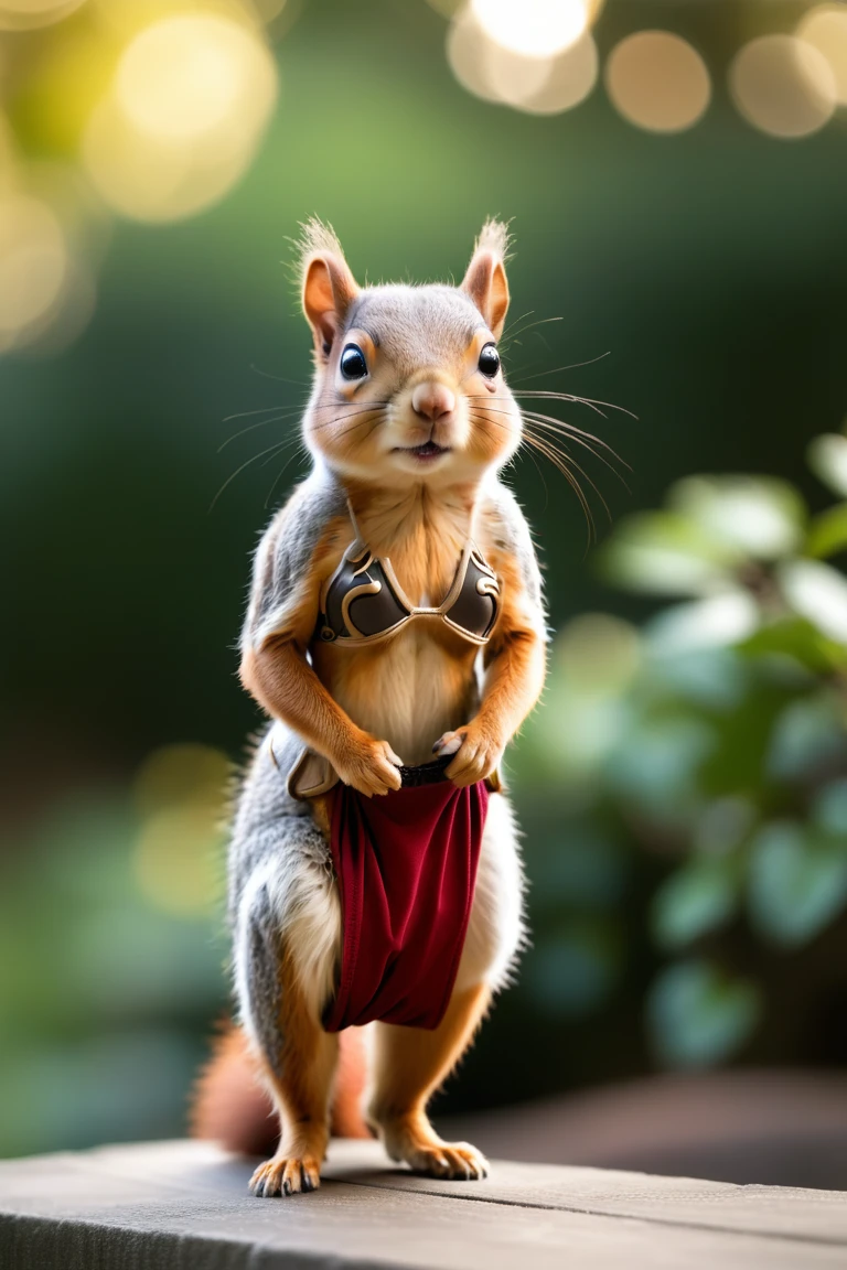 a photo of a squirrel, outdoors, depth of field, bokeh