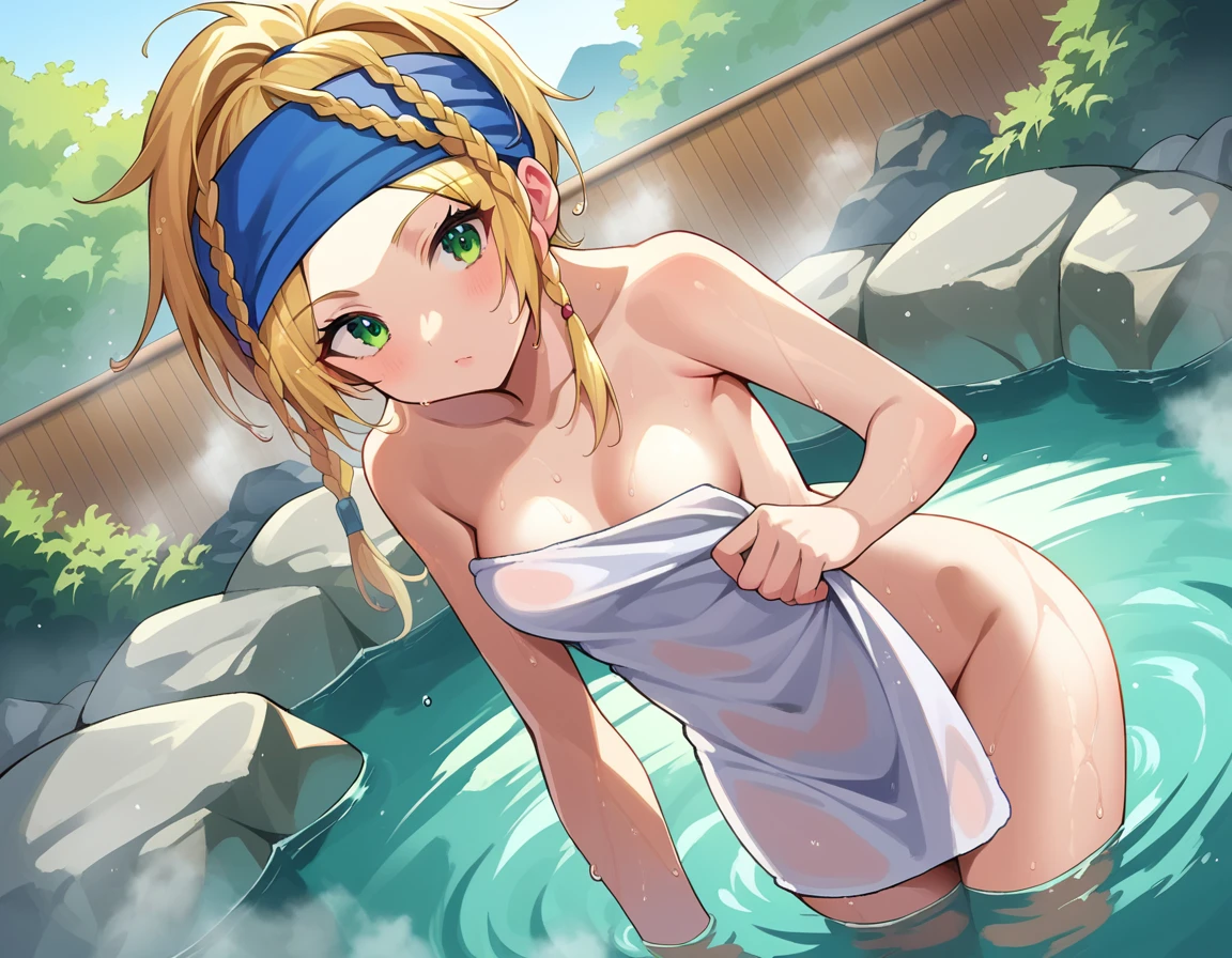 score_9, score_8_up, score_7_up, source_anime,
ffrikku, <lora:ff-rikku-ponyxl-lora-nochekaiser:1>,
rikku, blonde hair, braid, green eyes, long hair, headband,
nude, naked, small breasts,
outdoors, onsen, towel, naked towel, steam, bathing, nude cover, partially submerged, water, bath, steam censor, wet towel,
looking at viewer, cowboy shot, dutch angle,