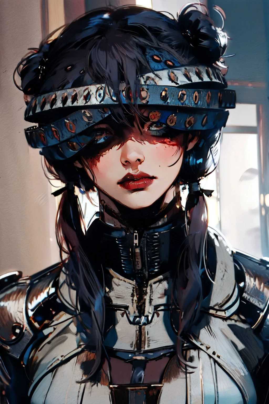 (masterpiece, highres, detailed),portrait,1girl,<lora:arivayle2-02:0.9>,arihelmet,power armor,twintails,