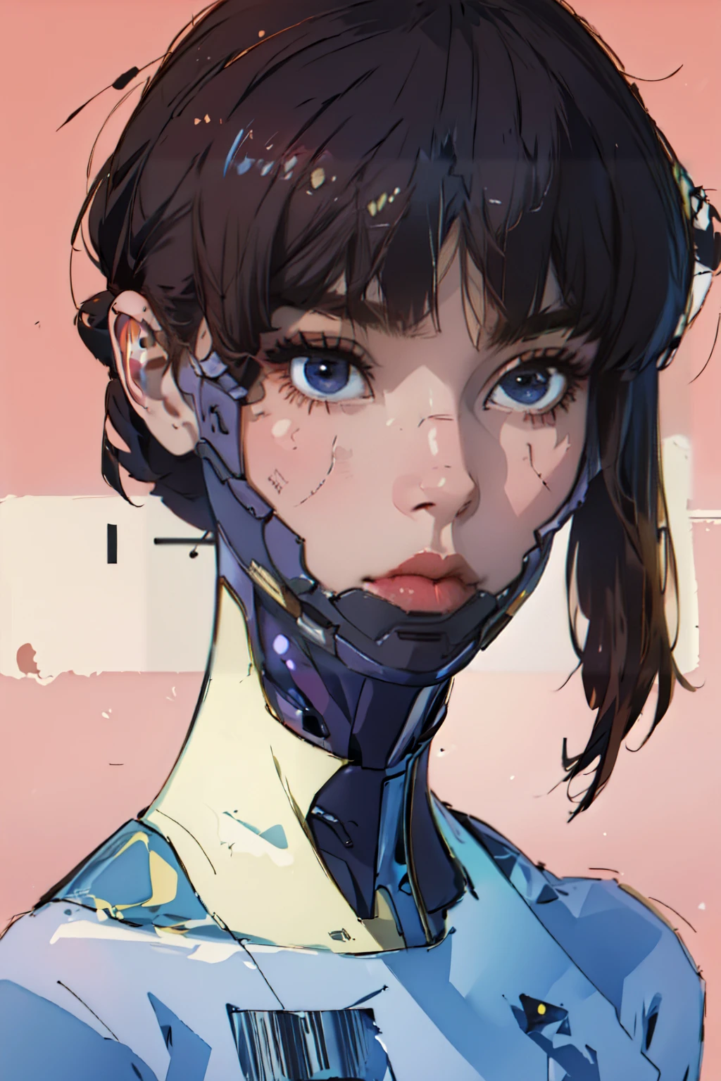 (masterpiece, highres, detailed),(upper body),1girl,<lora:cyberwarev2-01:0.7>,cyberware,looking at viewer,barcode,