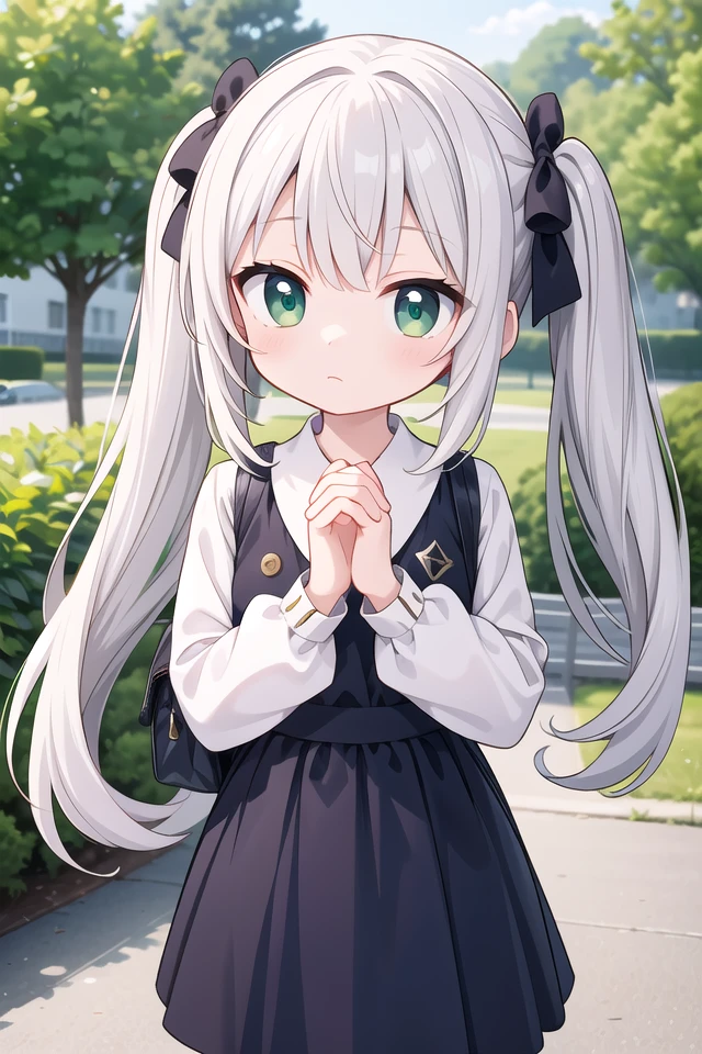 insanely detailed, absurdres, ultra-highres, ultra-detailed, best quality,
1girl, solo, nice hands, perfect hands,
BREAK,
wearing summer school uniform,
expressionless, closed mouth,
standing,
45 angle, cowboy shot, looking at viewer,
BREAK,
(tsurime:1.4),slender, kawaii, perfect symmetrical face, ultra cute girl, ultra cute face, ultra detailed eyes, ultra detailed hair, ultra cute, ultra beautiful,
by Canon EOS, SIGMA Art Lens 35mm F1.4, ISO 200 Shutter Speed 2000,
BREAK,
in a park,
silver hair, twintails, green eyes,