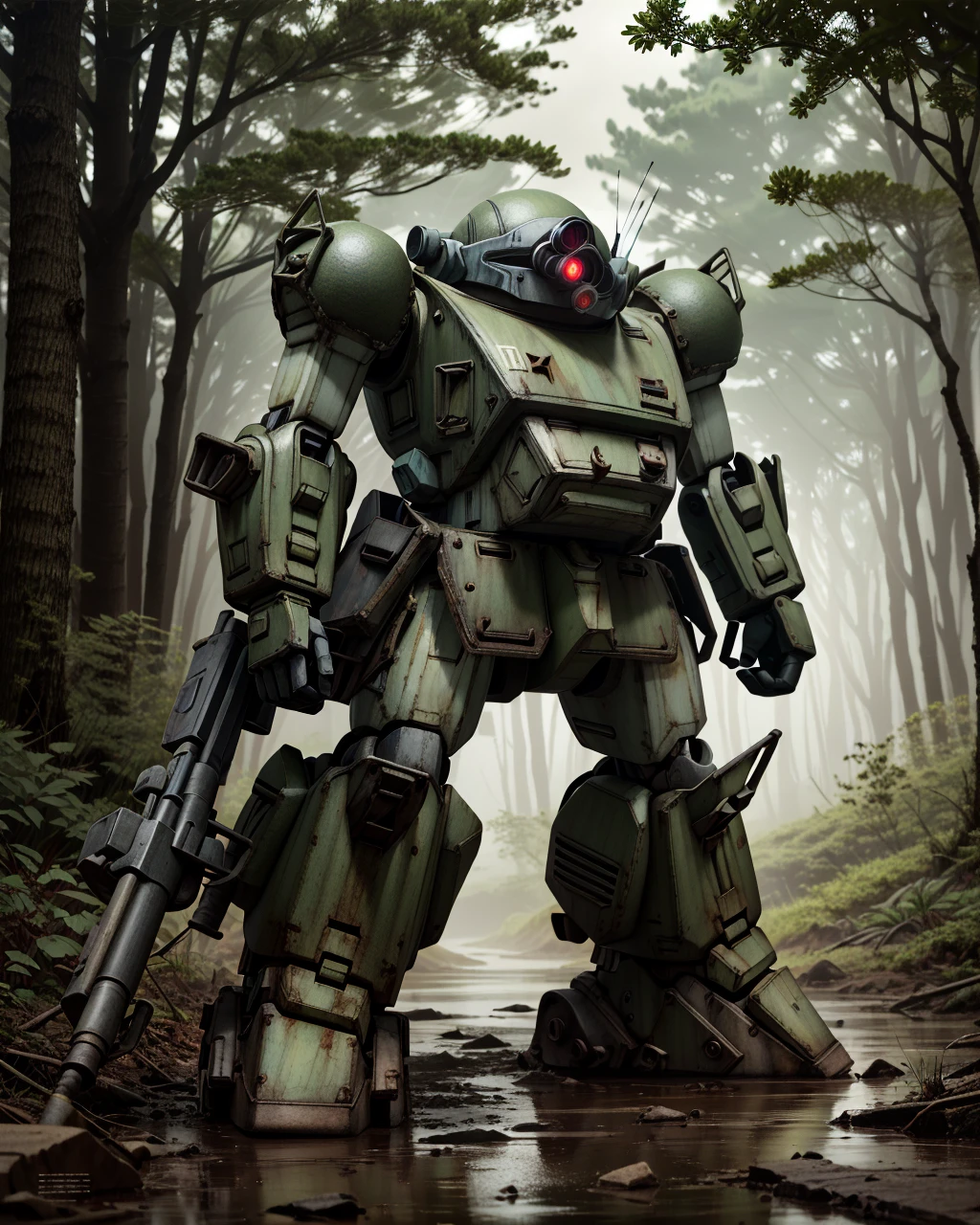 best quality,masterpiece,highly detailed,ultra-detailed, 
scenery, forest, trees,riverbank, day, rain, aiming,led scope, dirt road, 
<lora:neg4all_bdsqlsz_V3.5:-1>   
 <lora:VOTOMS:1>votoms, robot, mecha, science fiction, realistic, no humans, weapon, machinery
<lora:Modelaging_last:1> casting