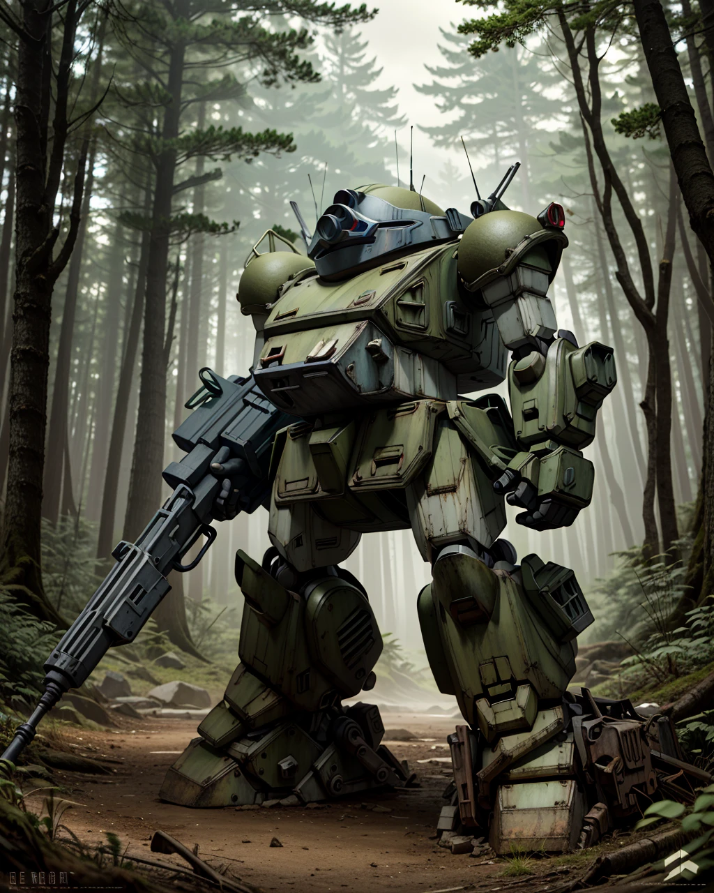 best quality,masterpiece,highly detailed,ultra-detailed, 
scenery, forest, trees,riverb
<lora:neg4all_bdsqlsz_V3.5:-1>   
 <lora:VOTOMS:1>votoms, robot, mecha, science fiction, realistic, no humans, weapon, machinery