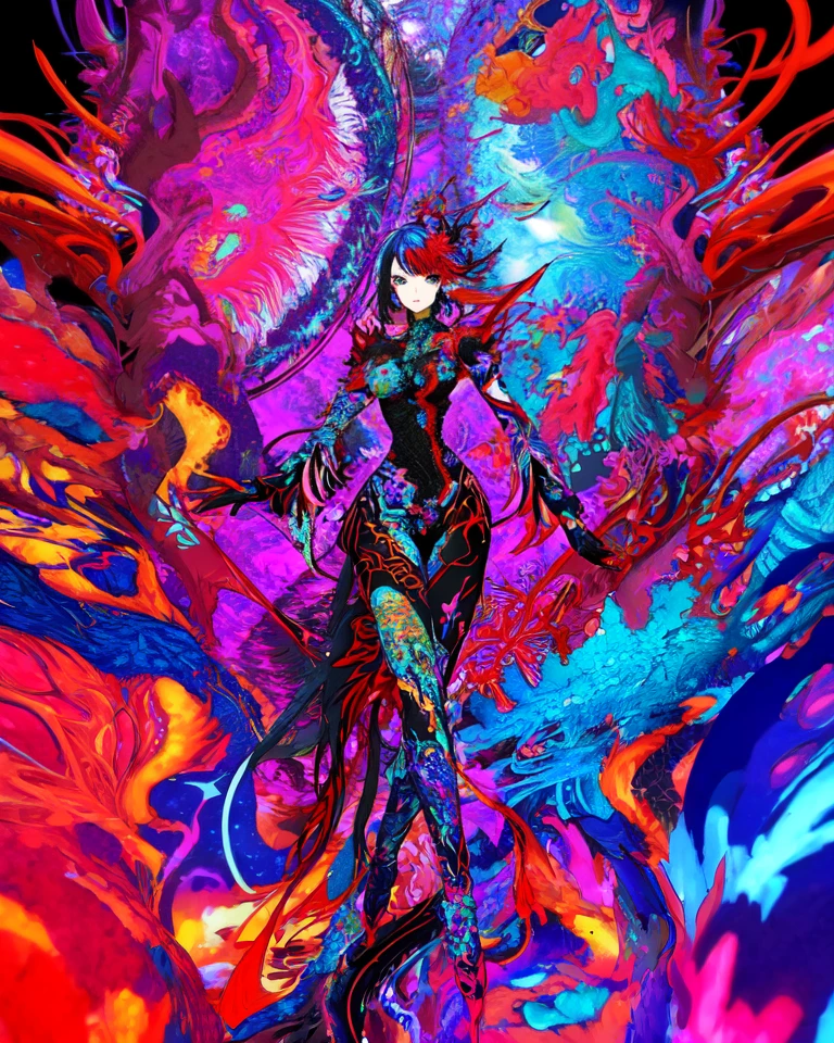 fractal style, beautiful 3d fractal, (2d anime style:1.1), vivid colors, highly detailed, (sexy, sensual, female:0.5), YhnrFractal1, many lines, line art, abstract art, chaos, fractal chaos, (no human:0.8)