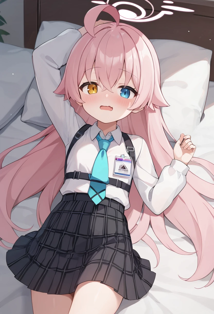 ((best quality, masterpiece:1.3)),simple background,white background,
<lora:HoshinoBA-10:0.9>,hoshino,halo,shirt,ahoge,necktie,skirt,
1girl,no shoes,(white pantyhose:1.2),pantyhose,solo,long hair,skirt,sitting,looking at viewer,blush,bangs,long sleeves,shirt,thighband pantyhose,on bed,full body,knees up,legs,open mouth,parted lips,:o,bed sheet,no shoes,spoken question mark,(small feet:1.2),<lora:whitestocking:0.9>,