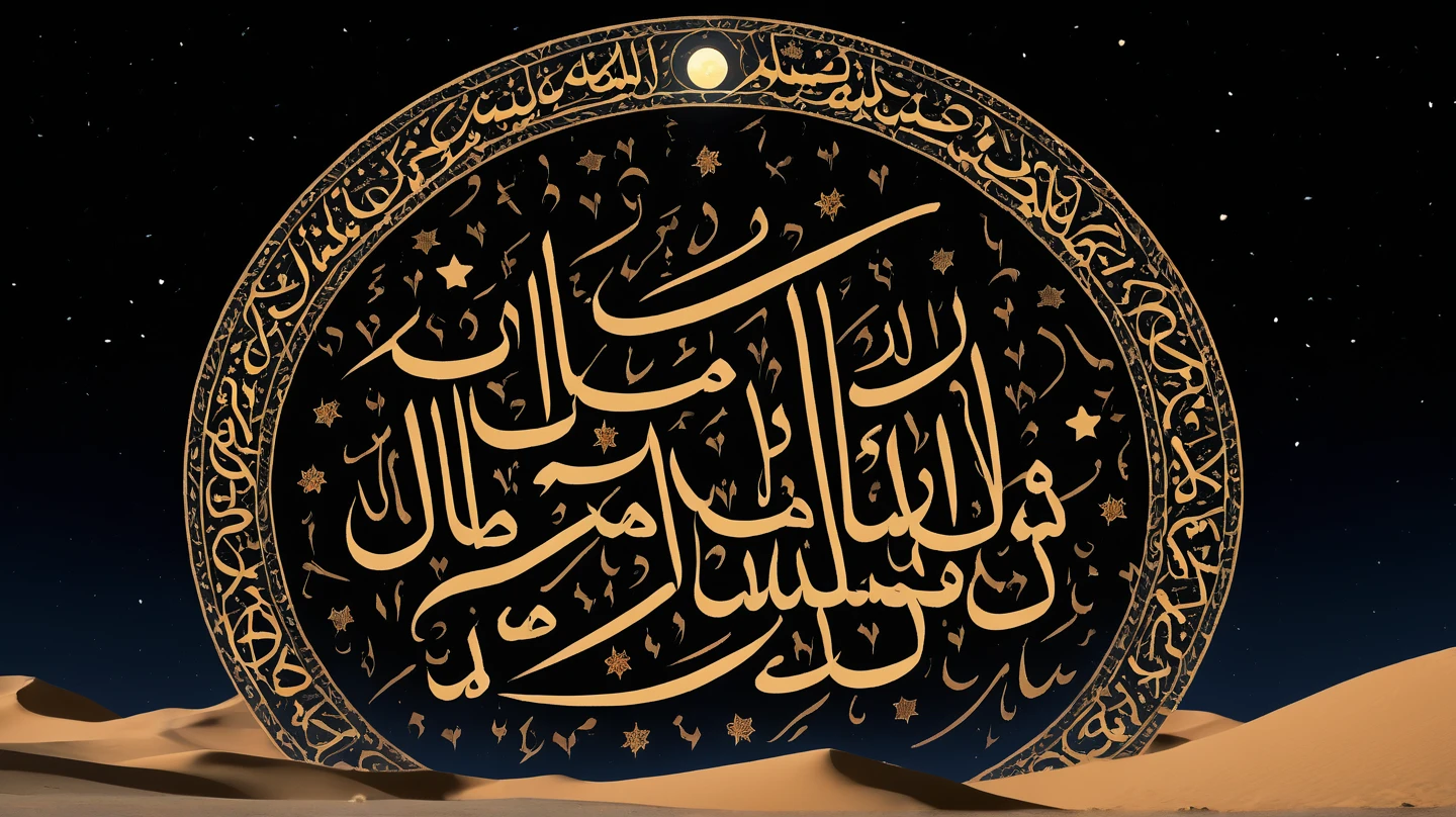 An (entirely made of arabic calligraphyy:1.9), beautifully intricate, massive, photo of stars in the moonlit night sky forming arabic calligraphy, full supermoon, hurufiyya <lora:arabic_calligraphy:1>