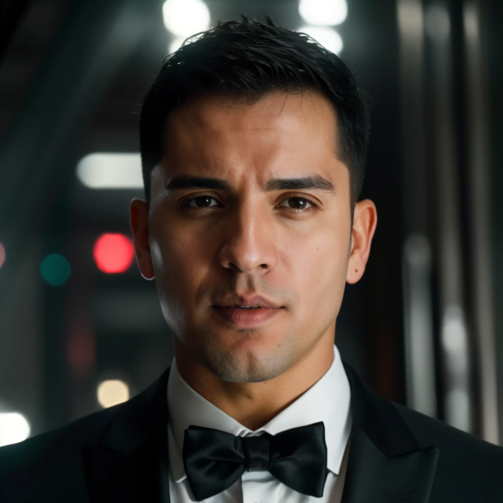 DLSR photo of christiancastiblanco person using a tuxedo, face portrait, in blade runner, daylight, professional photography, high resolution, detailed photo, RAW, still film, f/16, uhd, hdr, 4k  <lora:christiancastiblanco_76950:1>