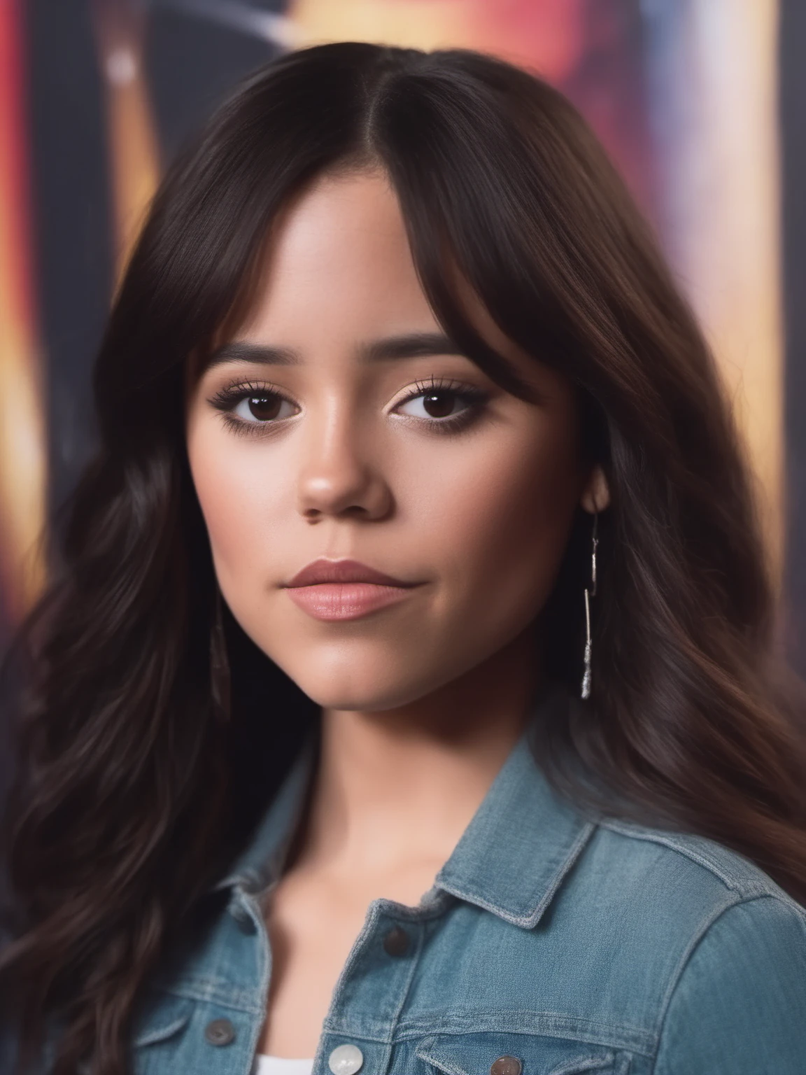 portrait of jenna ortega, woman, <lora:Jenna_Ortega-woman-000007:1>, (sharp focus:1.2), extremely detailed, (photorealistic:1.4), (RAW image, 8k high resolution:1.2), RAW candid cinema, 16mm, color graded Portra 400 film, ultra realistic, cinematic film still, subsurface scattering, ray tracing, (volumetric lighting)