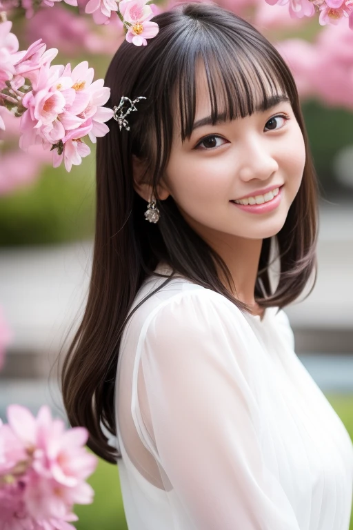 1girl,(RAW photo, best quality), (realistic, photo-realistic:1.4), masterpiece, an extremely delicate and beautiful, extremely detailed, 2k wallpaper, Amazing, finely detail, extremely detailed CG unity 8k wallpaper, ultra-detailed, highres, soft light, beautiful detailed girl, extremely detailed eyes and face, beautiful detailed nose, beautiful detailed eyes,cinematic lighting,perfect anatomy,
wearing a white peplum dress,white skirt(bokeh:1.2)
at a flower park,sakura flowers,flower garden,
<lora:yanohinakiV3_lora:0.8>,smile