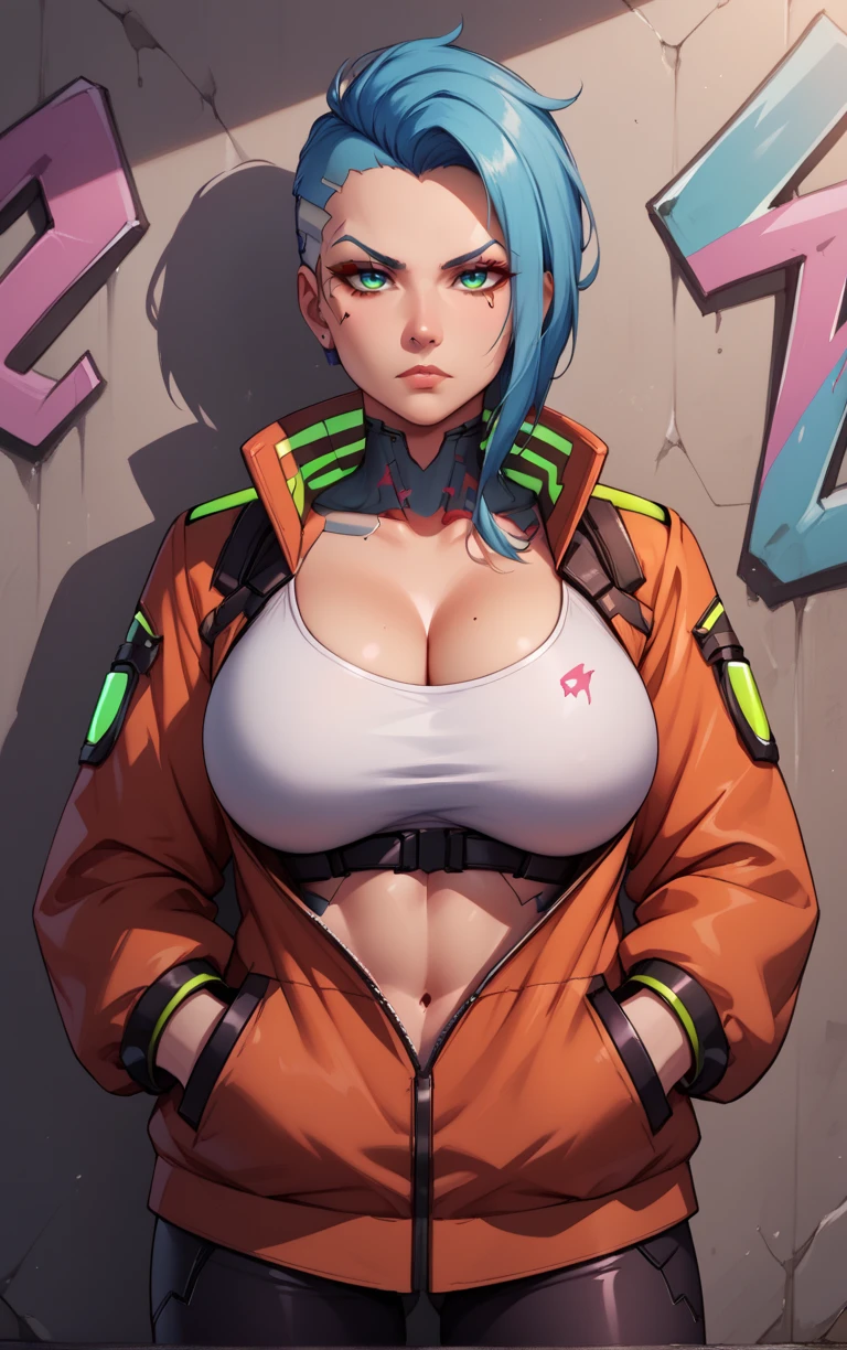 comely, (Masterpiece artwork: 1.2), (best qualityer: 1.2), jaket, perfect lighting,
with a wedge, tanned, body covered in oil, breasts big, 1 girl, red sclera,red pupils, cyborg, tatoo, green haired,colored fur, Perfect Anatomia, 8K, perfect hands,((Masterpiece artwork)), (best qualityer) texture, 8K, cyberpunk 2077 building