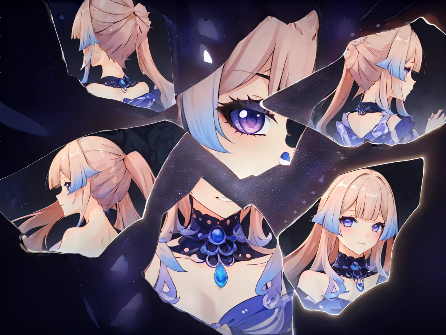 ((masterpiece,best quality)), 1girl, sangonomiya kokomi, multiple views, eidolons