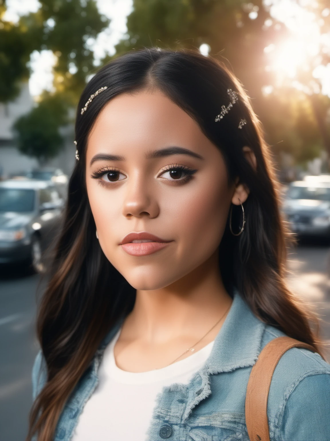 portrait of jenna ortega, woman, <lora:Jenna_Ortega-woman-000004:1>, (sharp focus:1.2), extremely detailed, (photorealistic:1.4), (RAW image, 8k high resolution:1.2), RAW candid cinema, 16mm, color graded Portra 400 film, ultra realistic, cinematic film still, subsurface scattering, ray tracing, (volumetric lighting)