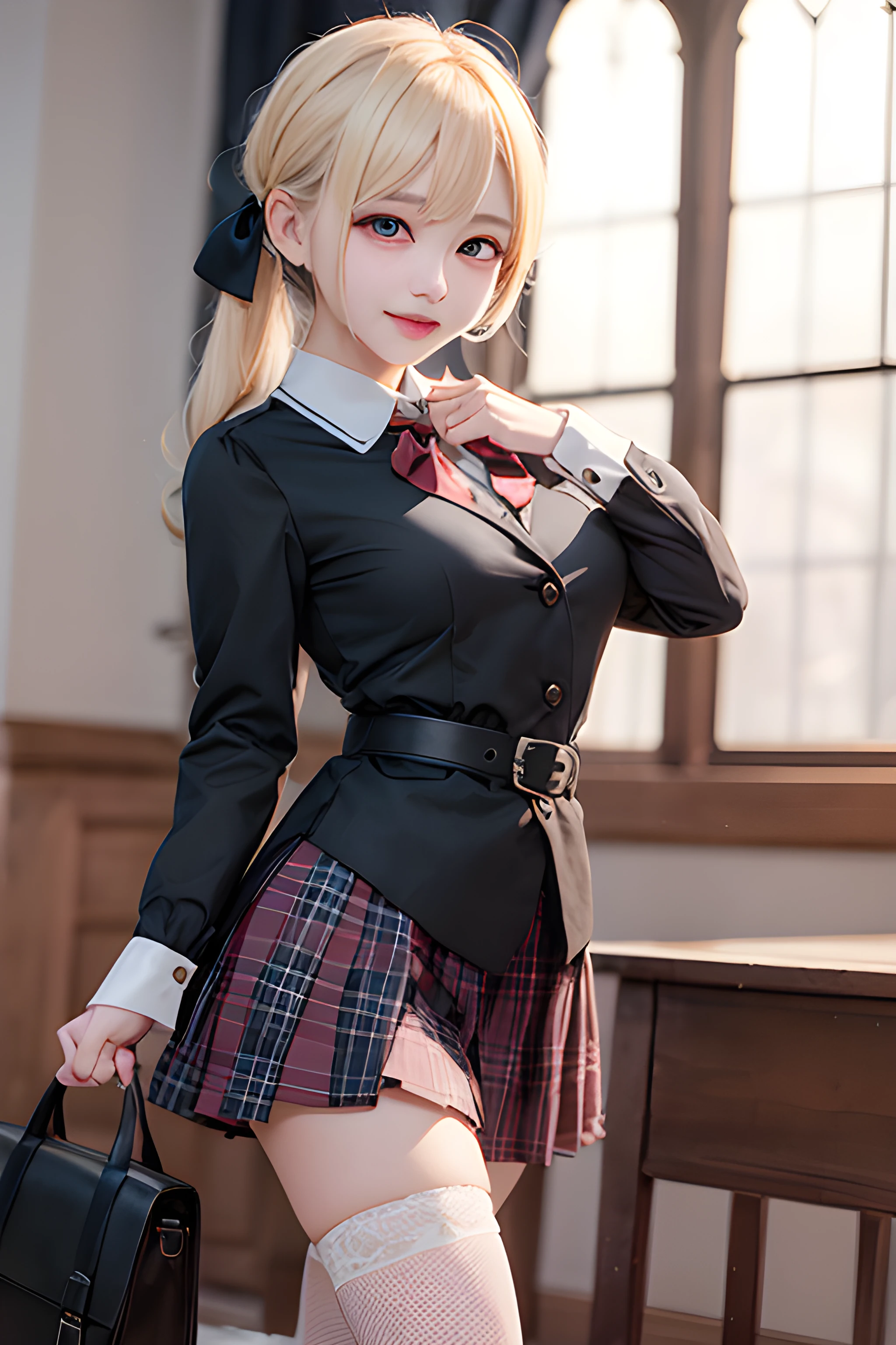 masterpiece, best quality, 1girl, meenfox, cosplay, school uniform, (fully clothes)