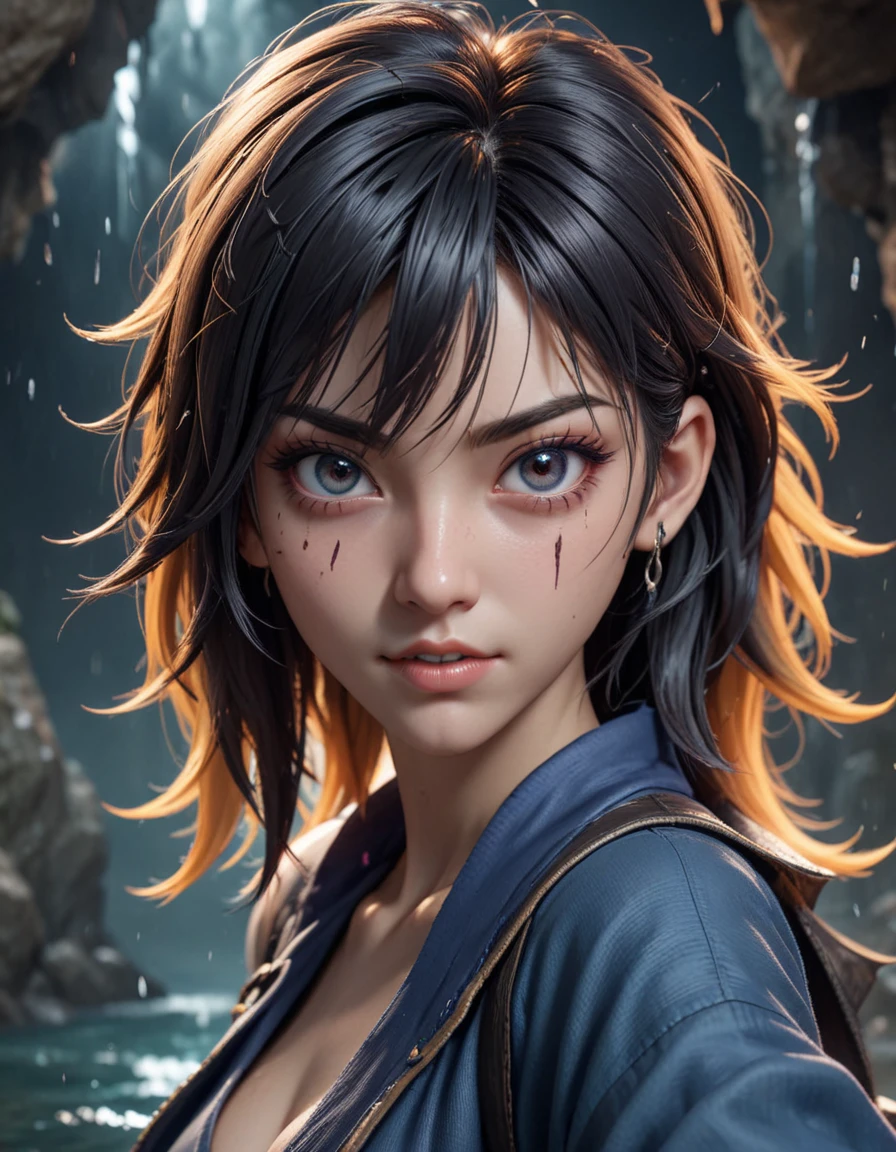 photorealistic scary ugly dramatic liquids anime girl render, detailed face, colorful, atmosphere cinematic, by wlop, by ilyu kuvshinov, soft shadows, be concept art, super detailed, unreal engine 5, octane render, vfx, houdini, 8 k, super realistic, ufotable studio art style, global illumination, trending in pixiv, dramatic color, ray tracing, god rays, japanese light novel cover, visual novel, mystic waterfall, cascading water, mystical mist, hidden cave, soothing atmosphere <lora:59c2cc3f-e6d0-419a-b9cf-678143e1e9e4:0.7>