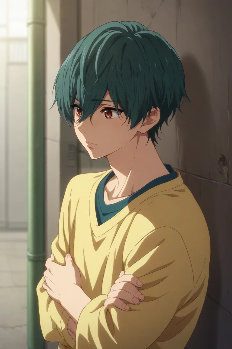 score_9, score_8_up, score_7_up, source_anime, semi-realistic, , upper body, depth of field, 1boy, solo, male focus, <lora:ikuya_kirishima_pony:0.76>, ikuya_kirishima, , aged down, , alley, Arms crossed, displaying assertiveness, <lora:sdxl_lightning_8step_lora:1>