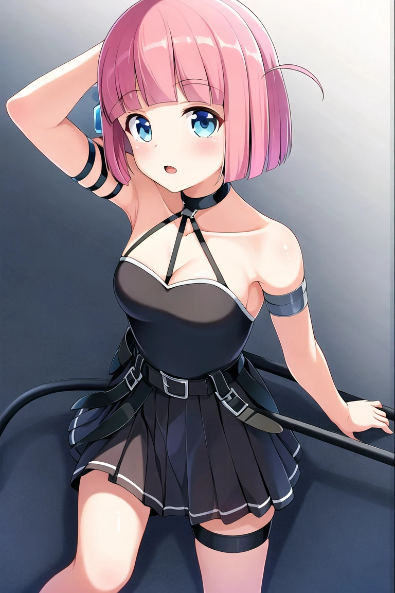 masterpiece, high quality, highres, gotoh futari, 1girl, breasts, black mage dress, single elbow glove, arm strap
