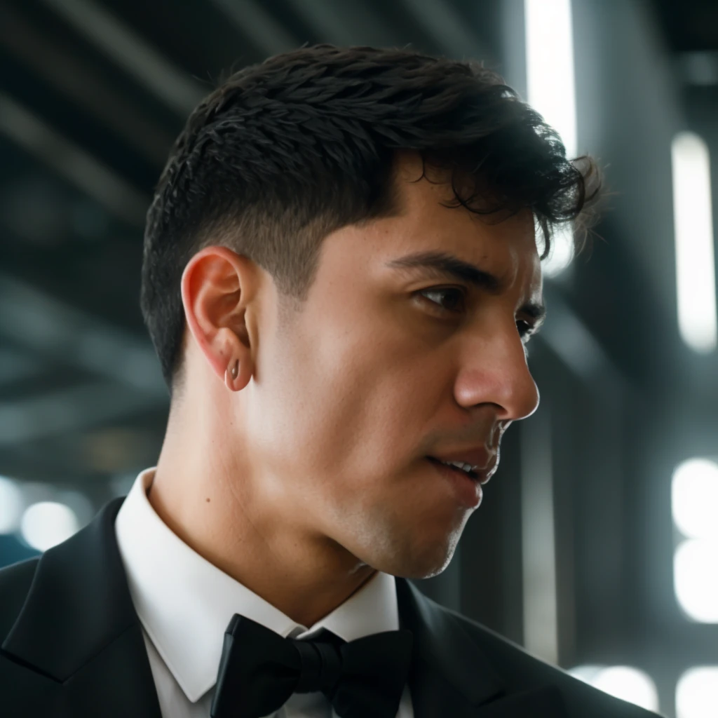 DLSR photo of christiancastiblanco person using a tuxedo, face portrait, in blade runner, daylight, professional photography, high resolution, detailed photo, RAW, still film, f/16, uhd, hdr, 4k  <lora:christiancastiblanco_76950:1>