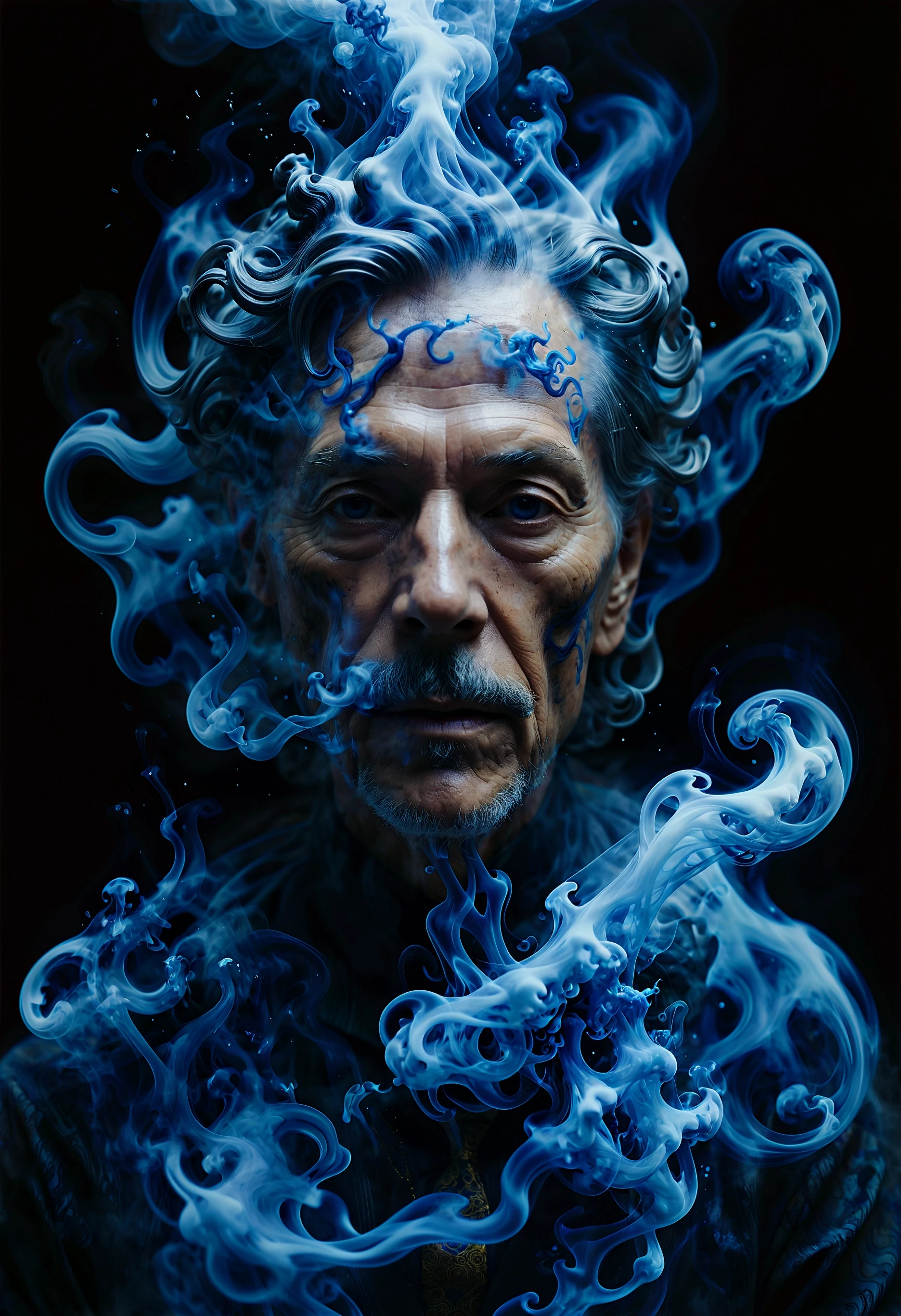 breathtaking cinematic photo Joyful, Angry, rpg concept art, 72 year old light-weight (smoke style, dissolve, swirling, photography:1.1) , wearing Ceramic, he has Glitch Art hair, Fantasy, High Contrast, Kinemacolor, Golden ratio, Mandala, Hopeful, Colorless, Surprising, deep blue flakes, Abstract Art, Joyful, Angry, rpg concept art, 72 year old light-weight (smoke style, dissolve, swirling, photography:1.1) , wearing Ceramic, he has Glitch Art hair, Fantasy, High Contrast, Kinemacolor, Golden ratio, Mandala, Hopeful, Colorless, Surprising, deep blue flakes, Abstract Art . 35mm photograph, film, bokeh, professional, 4k, highly detailed . award-winning, professional, highly detailed