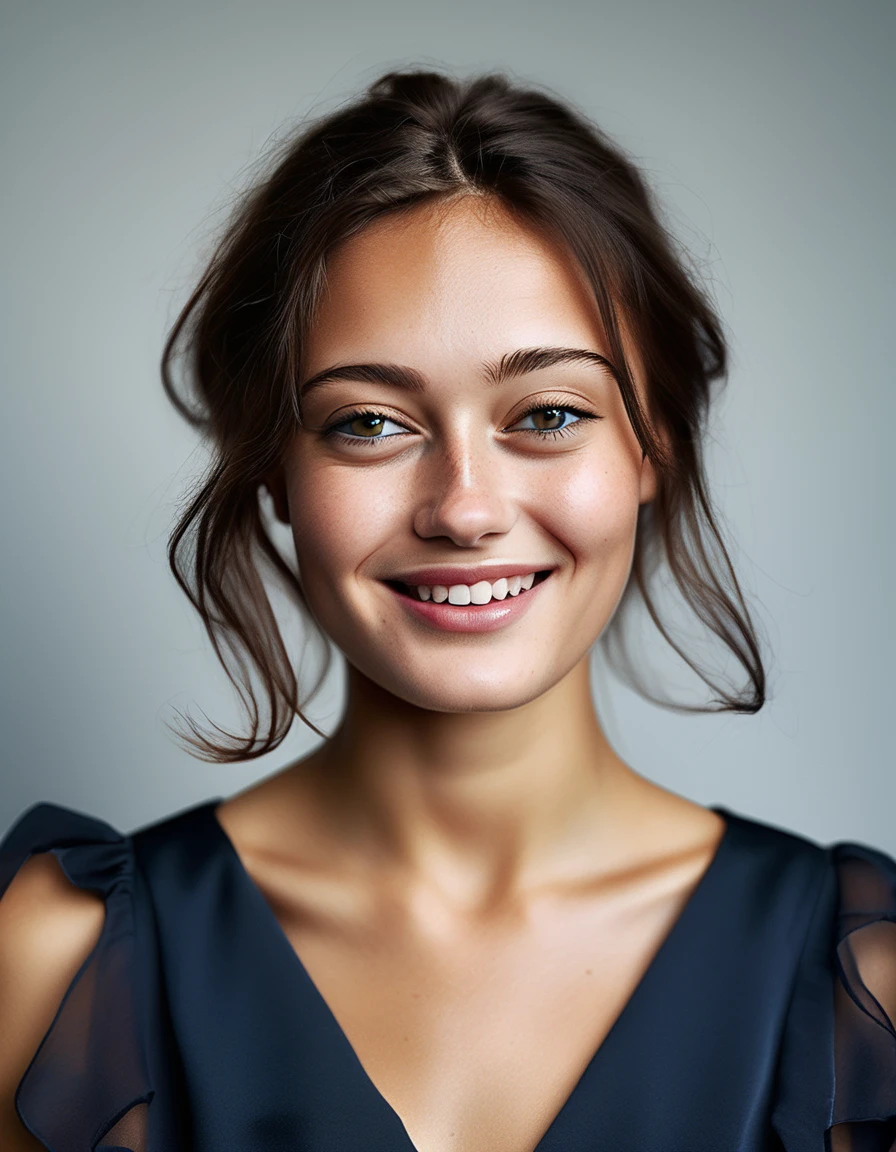 <lora:Ella Purnell v2:1.0>  professional celebrity photography of a young and beautiful (( ellprnllfll woman)), smiling, (symmetrical headshot:1.1), honest, RAW, cold tones, sharp, square shoulders, face focus, (skin pores:0.1), hyper detailed, subsurface scattering, caustics, in style of Platon shot on Canon EOS 5D Mark IV 24-70mm f/2.8 1/125s 400 Natural light, reflectors, wearing a satin blouse . <