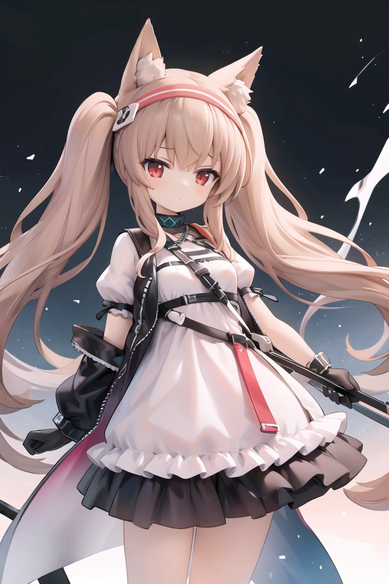 (masterpiece),best quality,<lora:angelina-04:0.75>,angeline,1girl,solo,animal ears,long hair,twintails,fox ears,brown hair,red eyes,hairband,infection monitor (arknights),